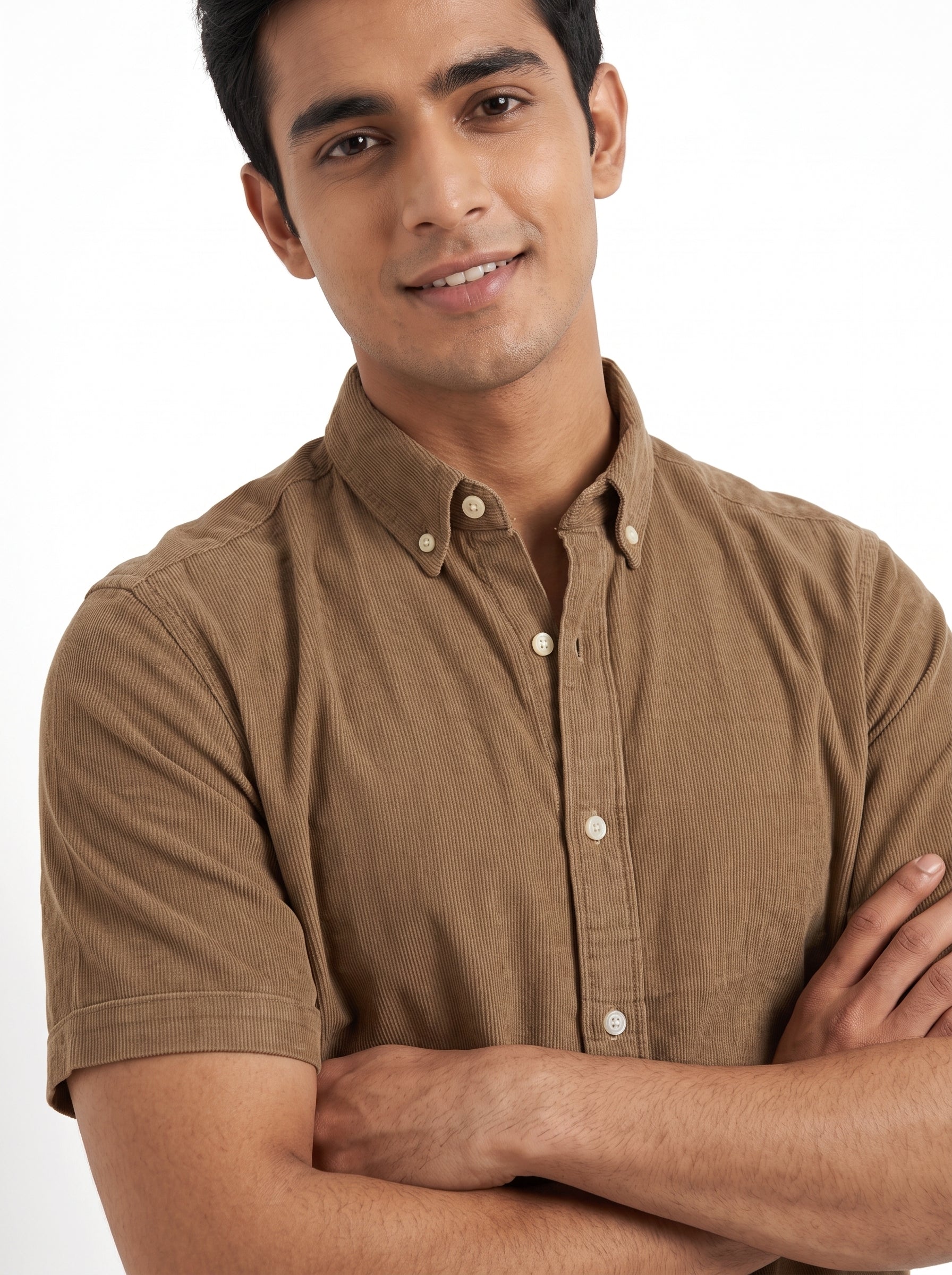 ZYLOFT Men's Premium Corduroy Half Sleeve Shirt | Casual Shirt