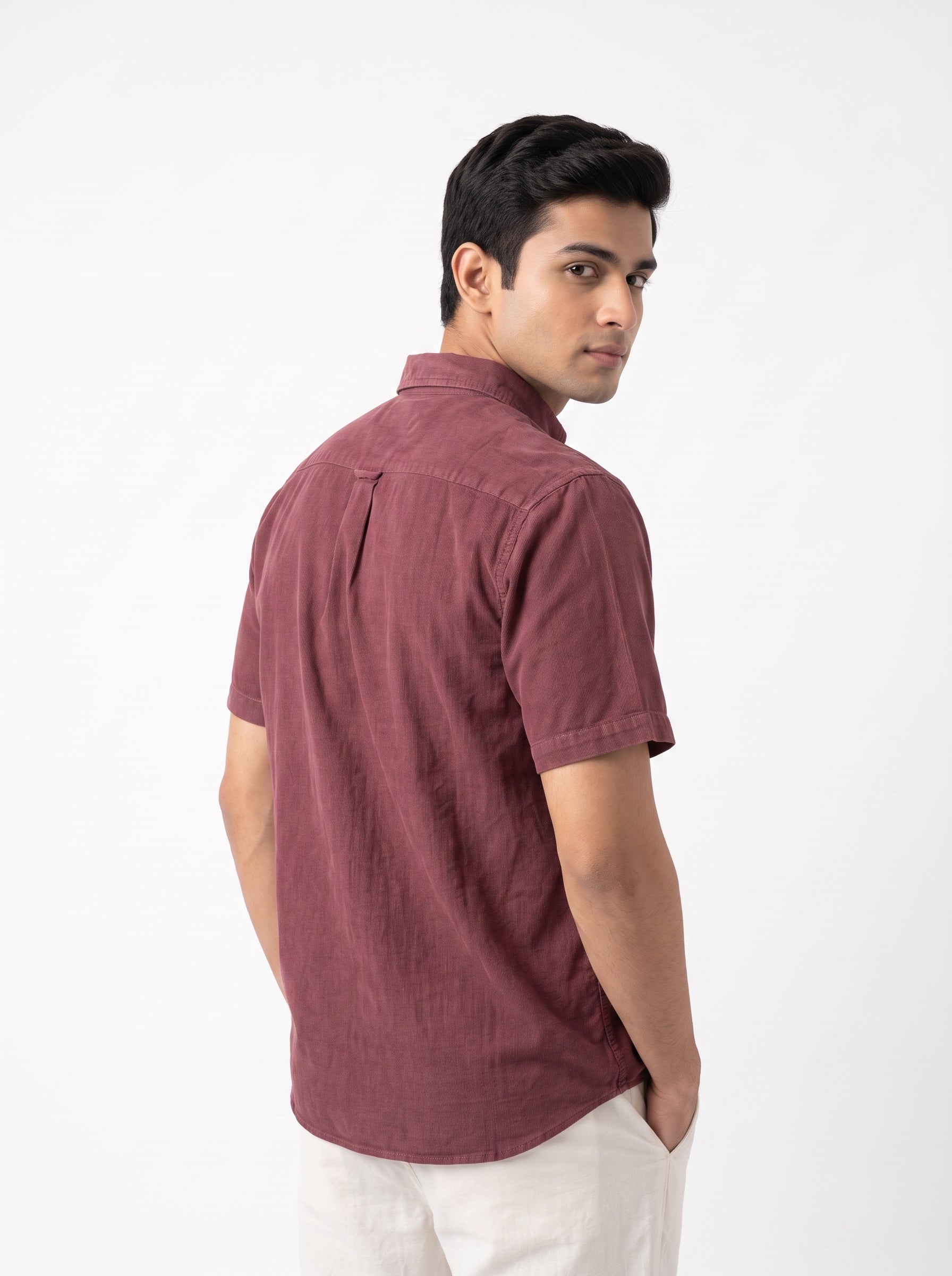 ZYLOFT Men's Premium Corduroy Half Sleeve Shirt | Casual Shirt