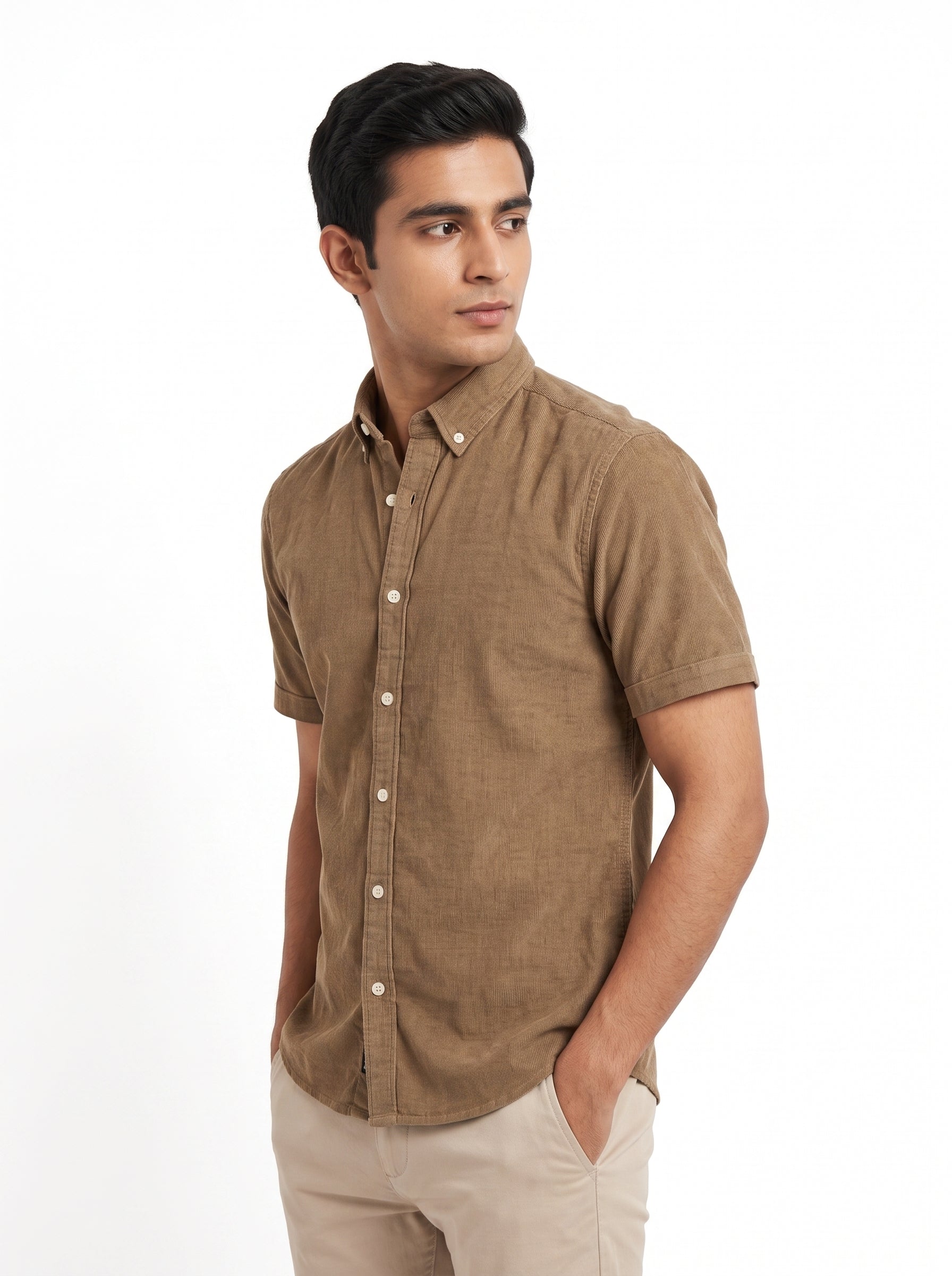 ZYLOFT Men's Premium Corduroy Half Sleeve Shirt | Casual Shirt