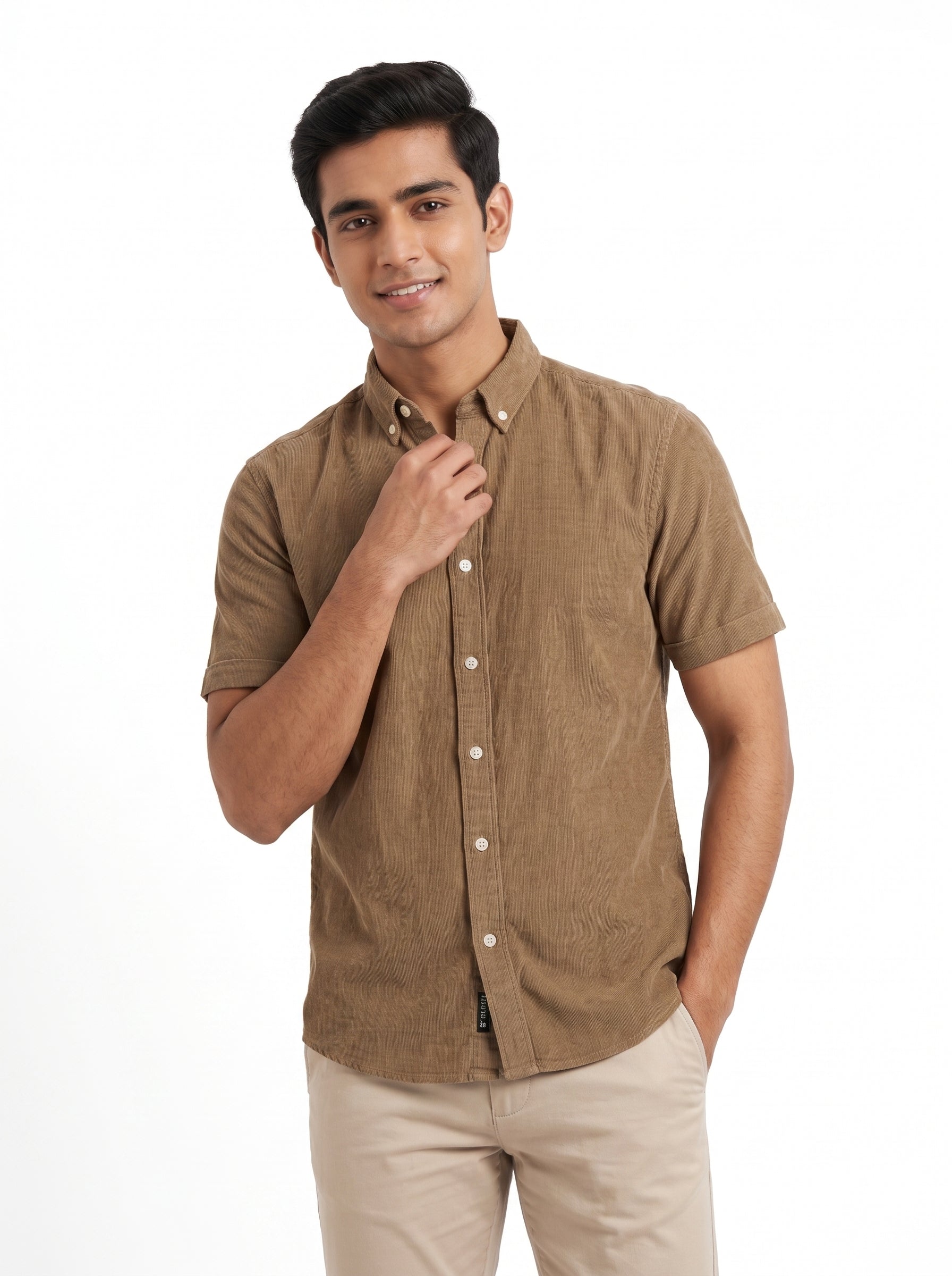 ZYLOFT Men's Premium Corduroy Half Sleeve Shirt | Casual Shirt