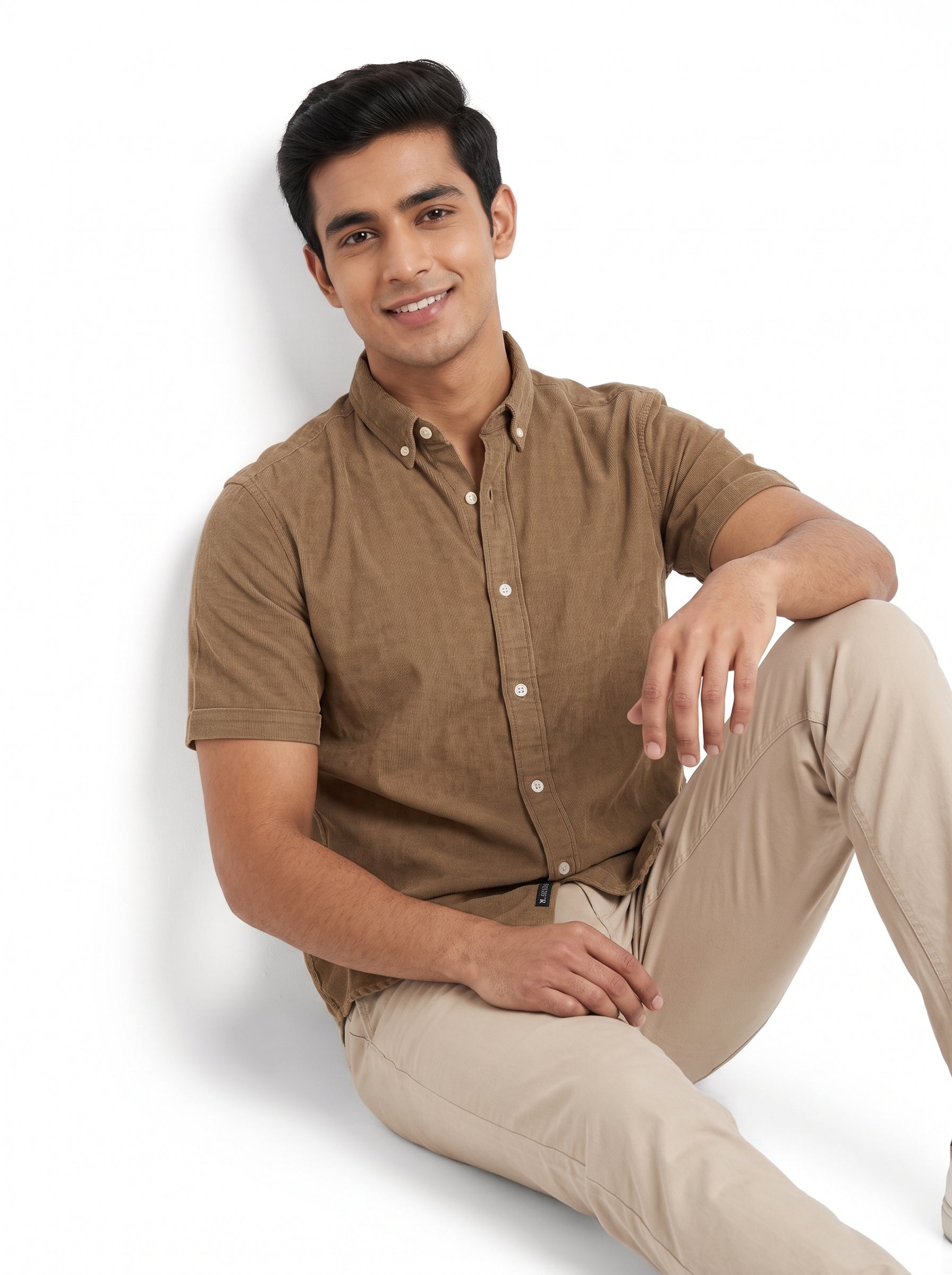 ZYLOFT Men's Premium Corduroy Half Sleeve Shirt | Casual Shirt