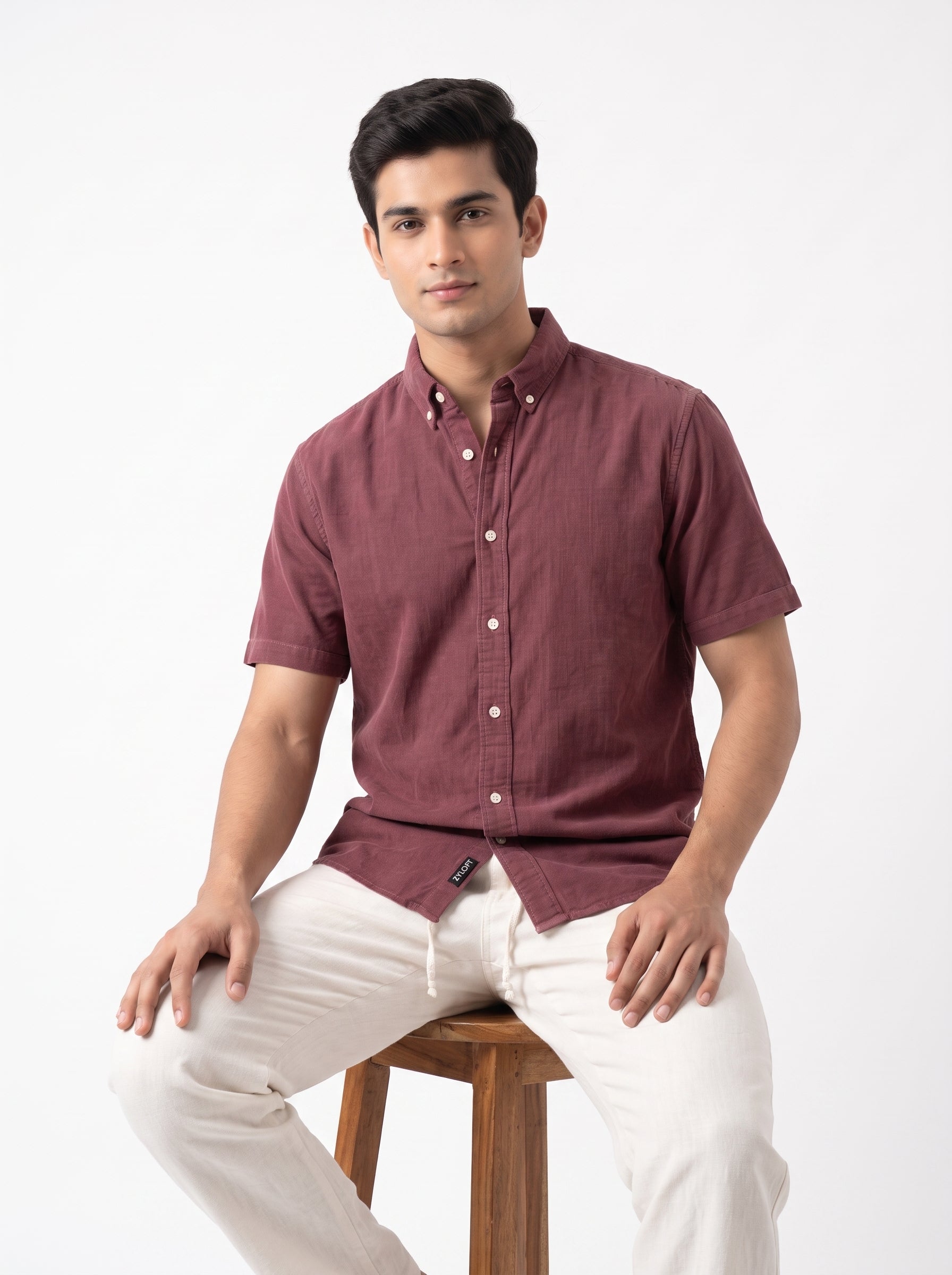 ZYLOFT Men's Premium Corduroy Half Sleeve Shirt | Casual Shirt