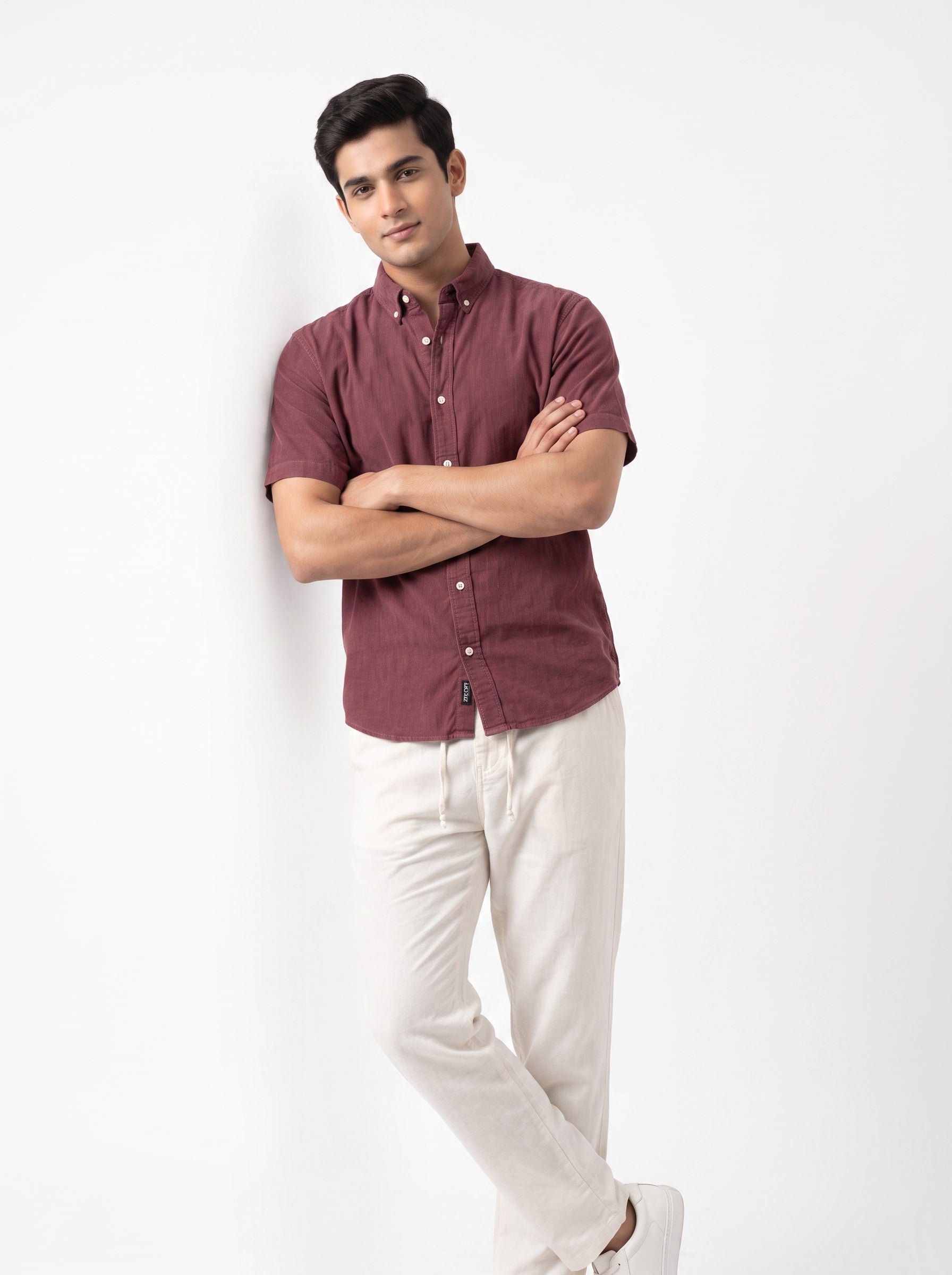 ZYLOFT Men's Premium Corduroy Half Sleeve Shirt | Casual Shirt