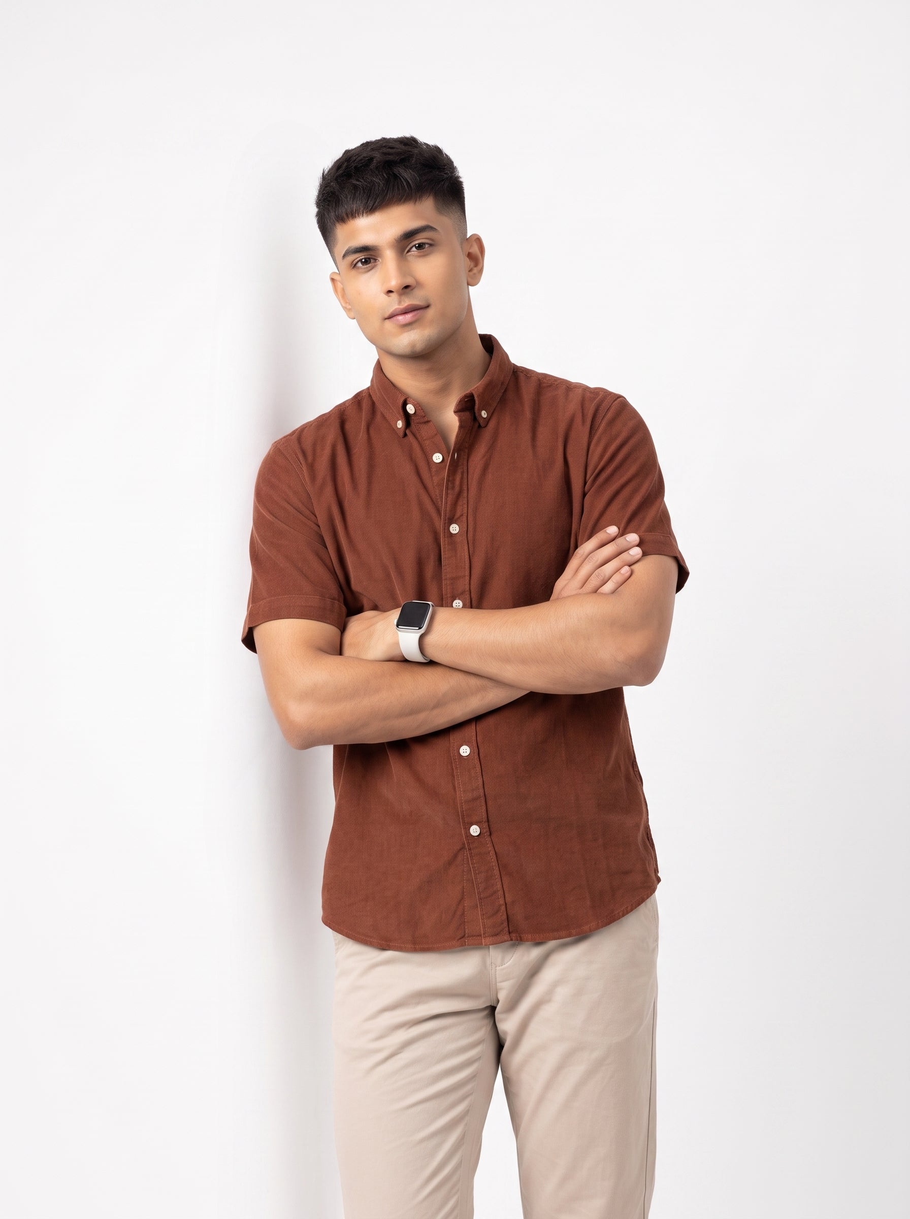 ZYLOFT Men's Premium Corduroy Half Sleeve Shirt | Casual Shirt