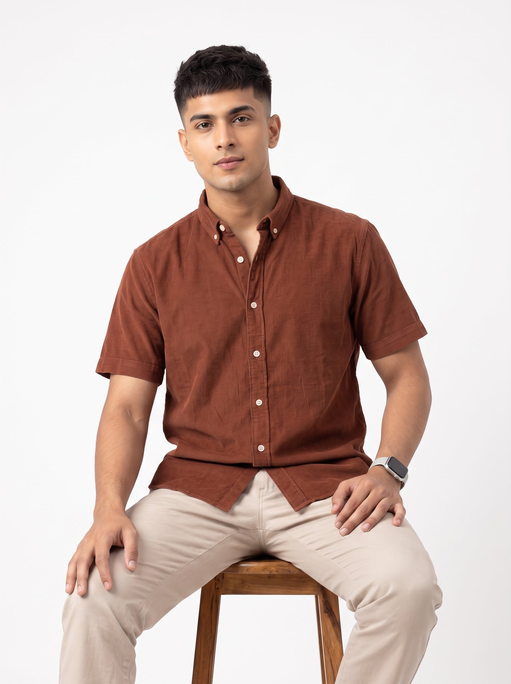 ZYLOFT Men's Premium Corduroy Half Sleeve Shirt | Casual Shirt