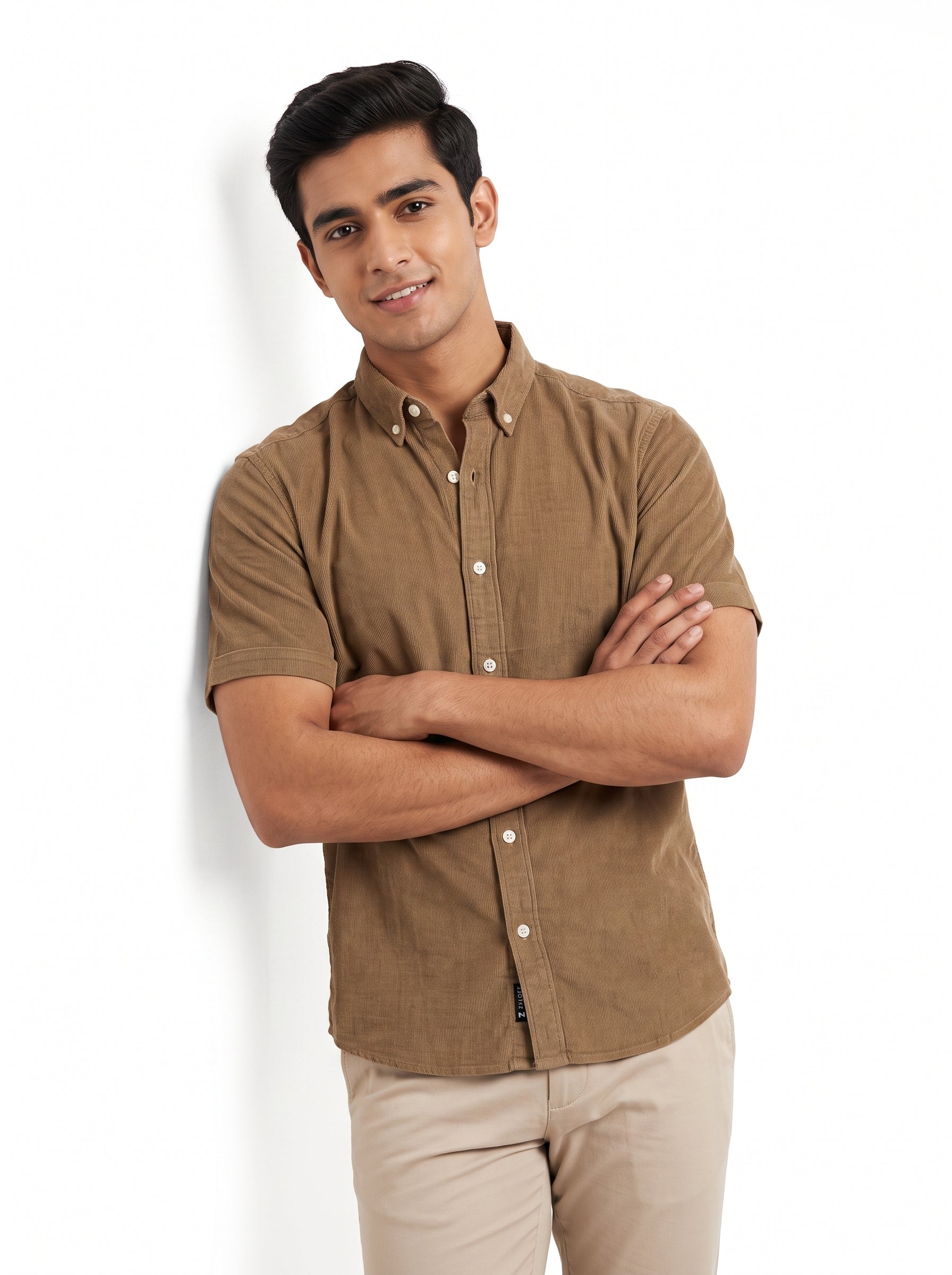 ZYLOFT Men's Premium Corduroy Half Sleeve Shirt | Casual Shirt