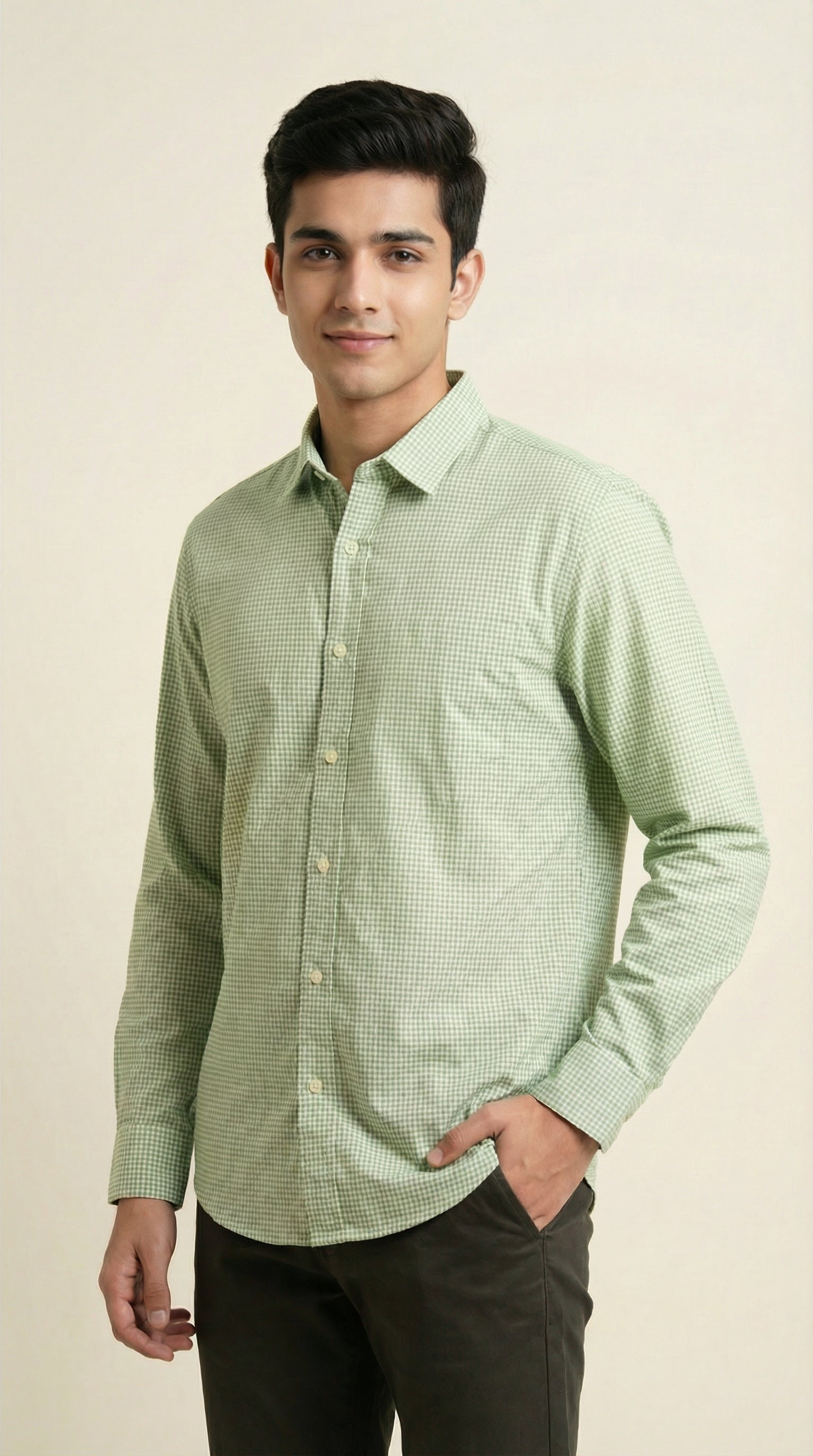 Slim Fit Micro Checks Shirt