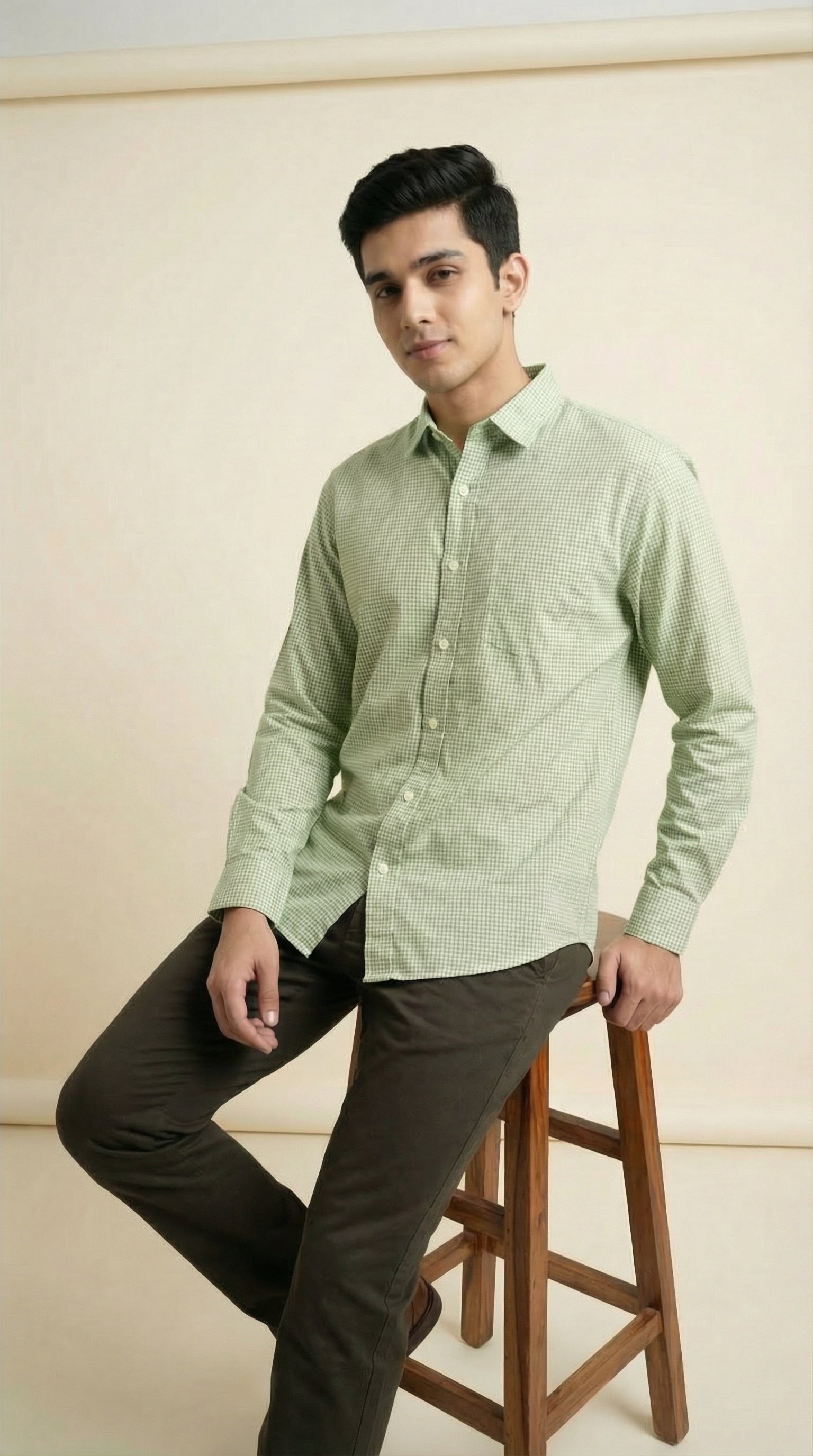 Slim Fit Micro Checks Shirt