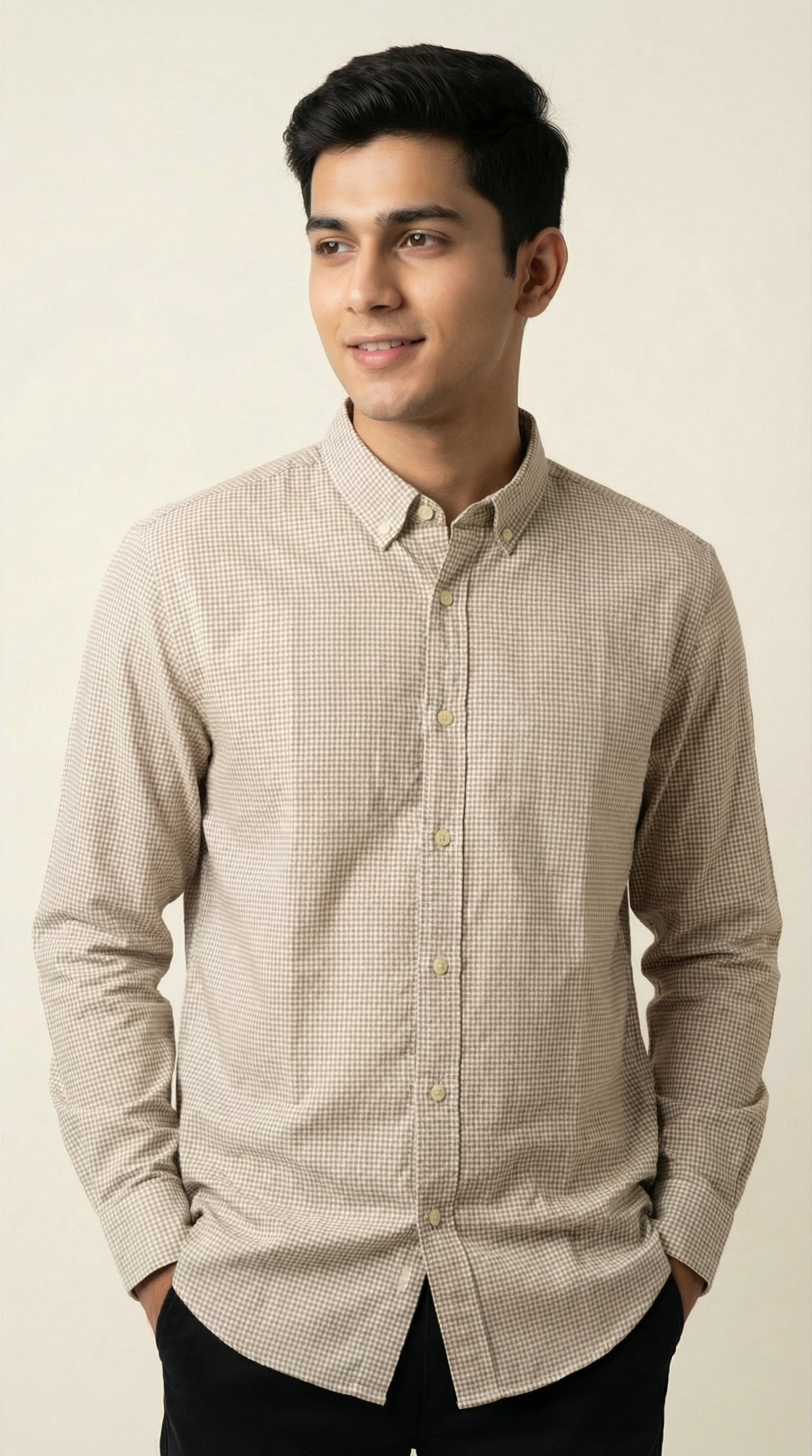 Slim Fit Micro Checks Shirt