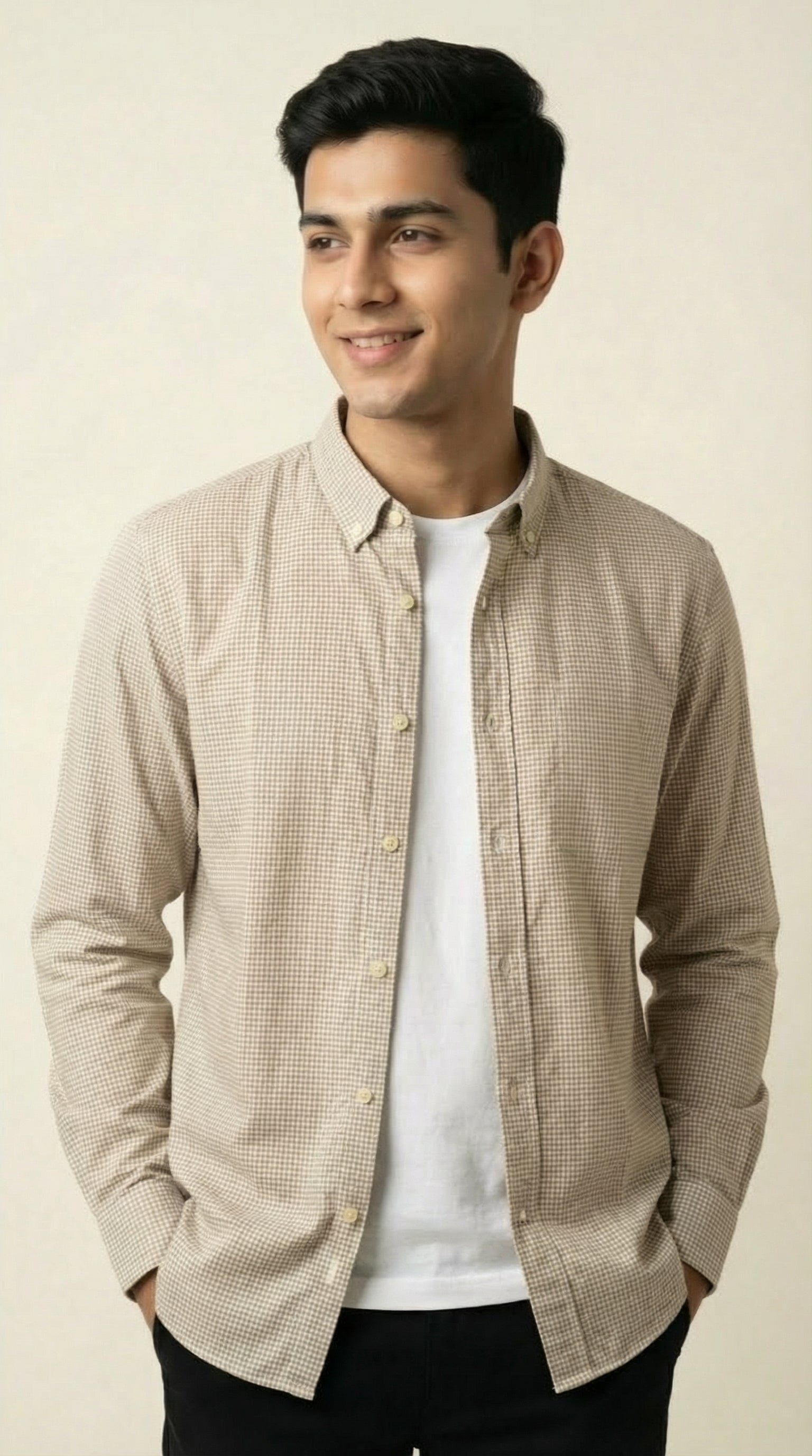 Slim Fit Micro Checks Shirt