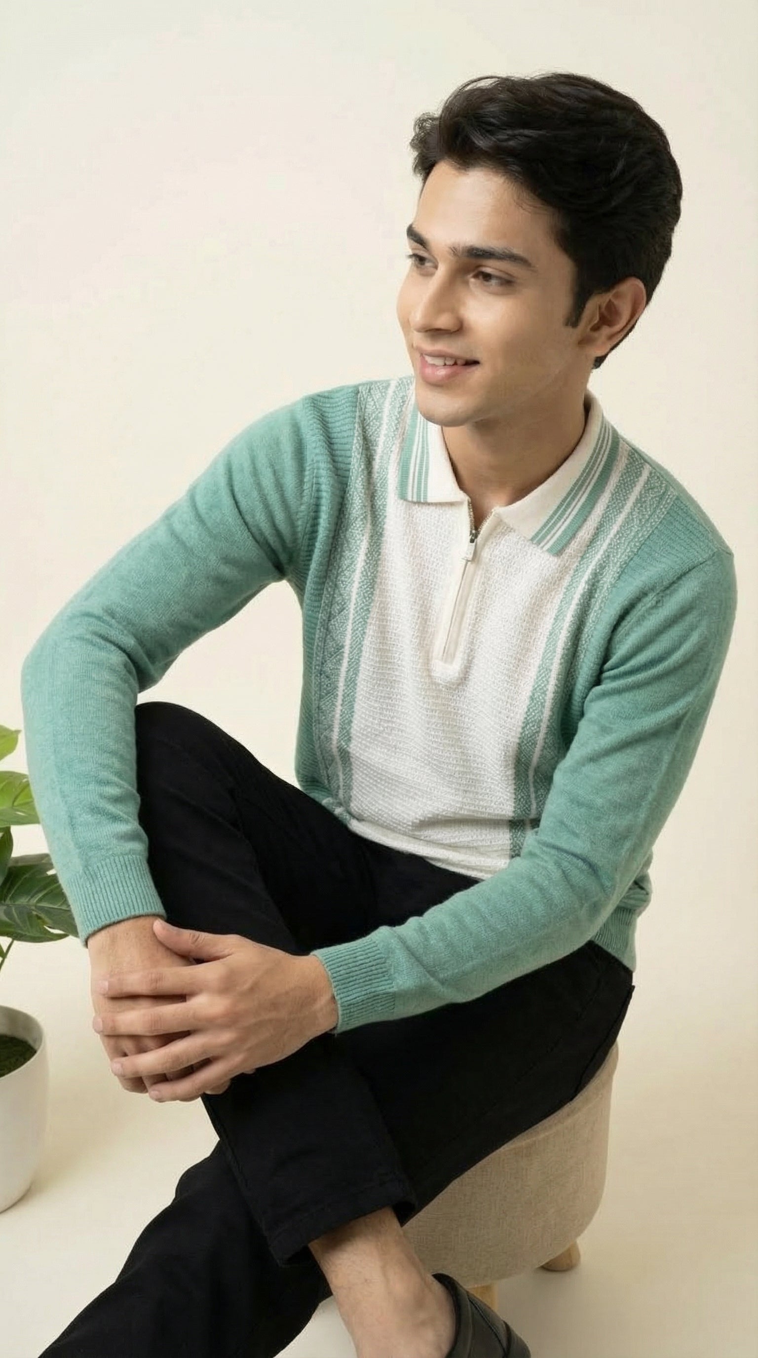 Men’s Premium Knitted Zip Polo Sweater