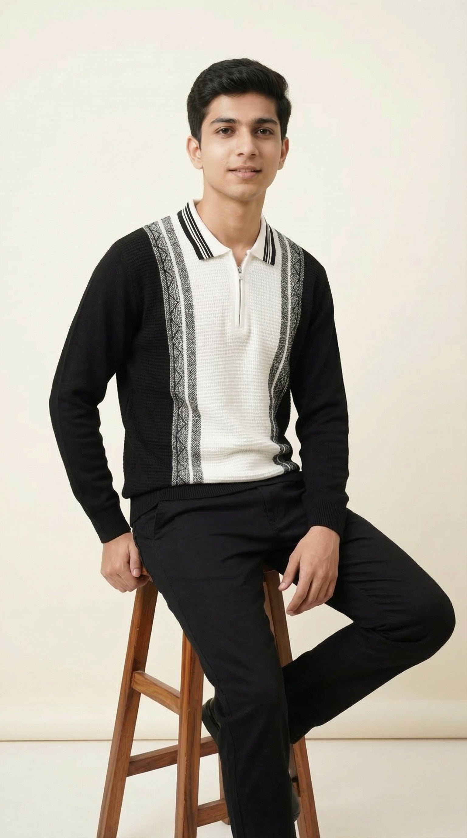 Men’s Premium Knitted Zip Polo Sweater