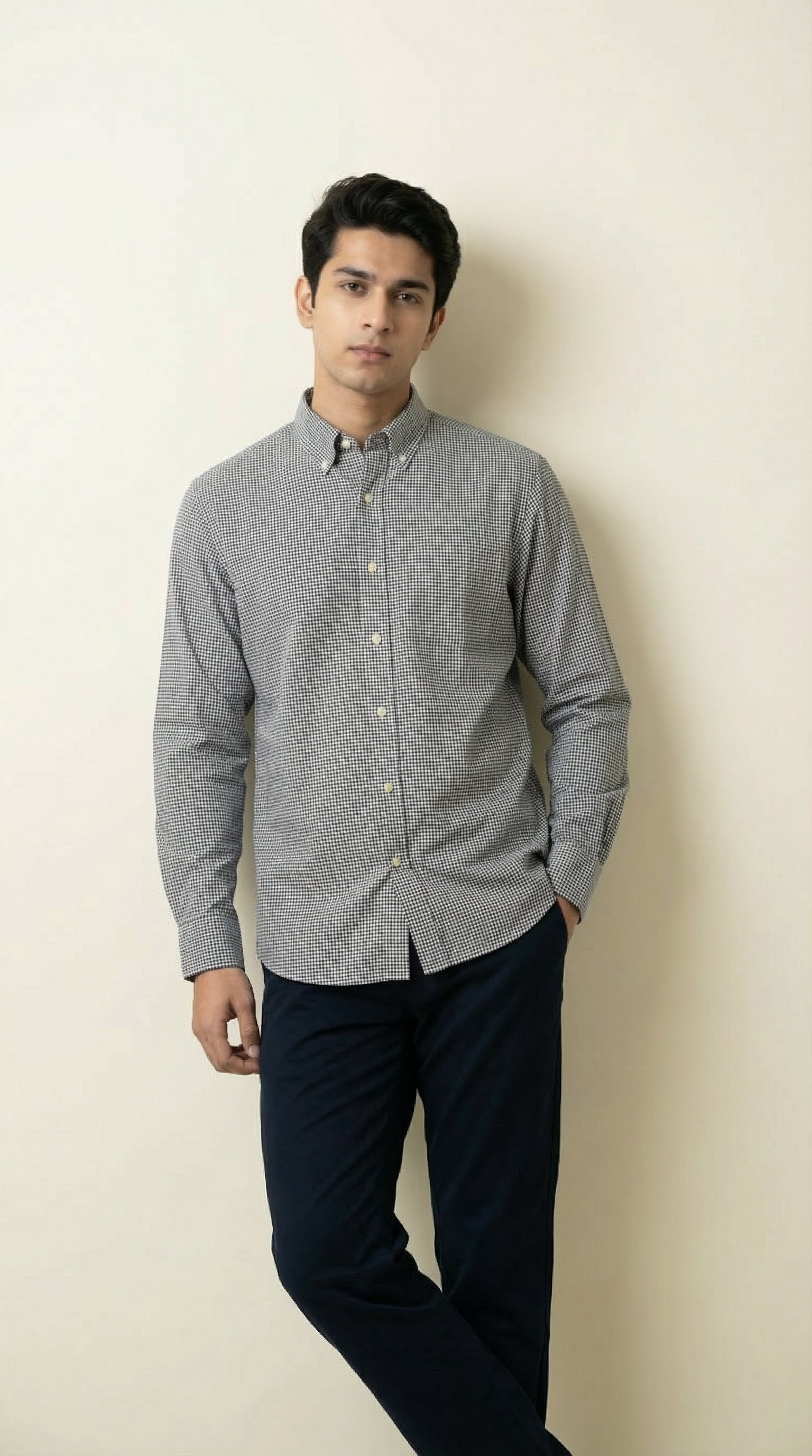 Slim Fit Micro Checks Shirt