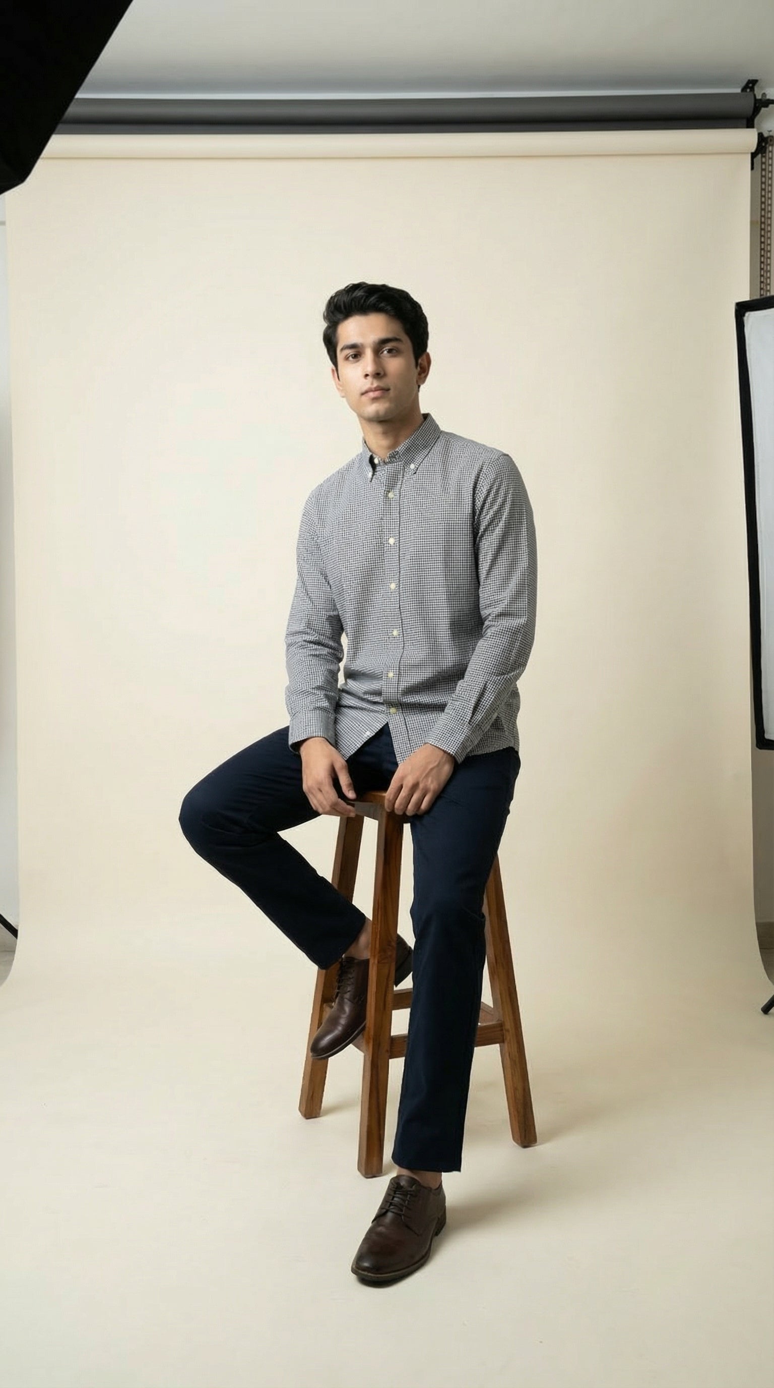 Slim Fit Micro Checks Shirt