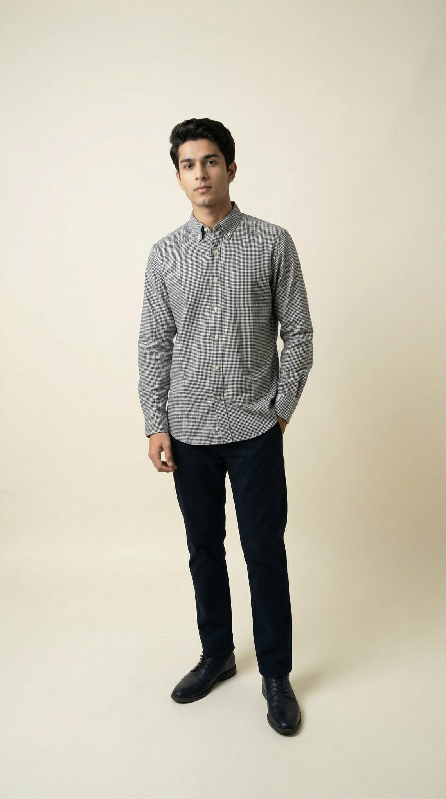 Slim Fit Micro Checks Shirt