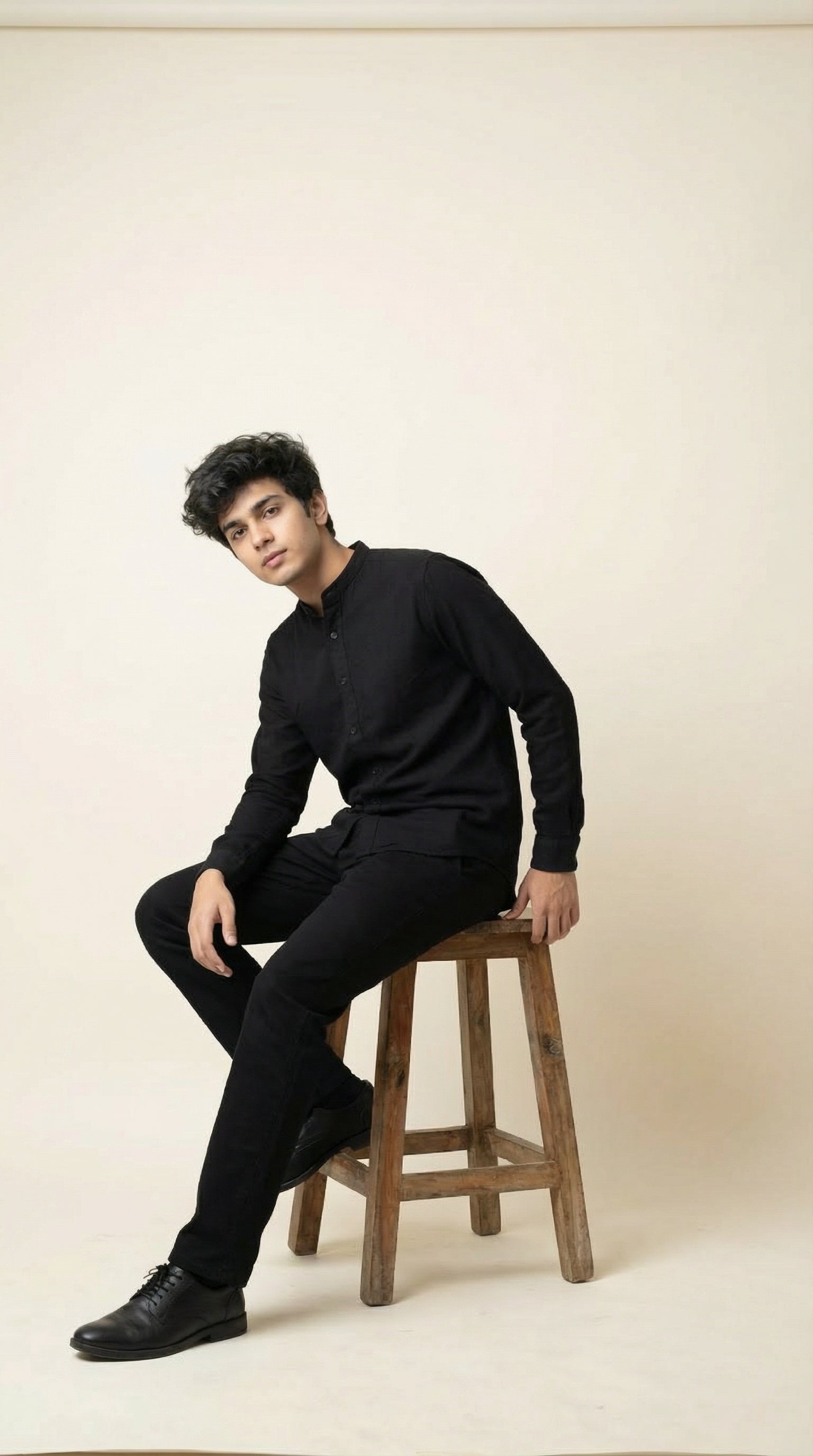 Regular Chinese Collar Shirt | Premium Jute Cotton Minimal Shirt for Men