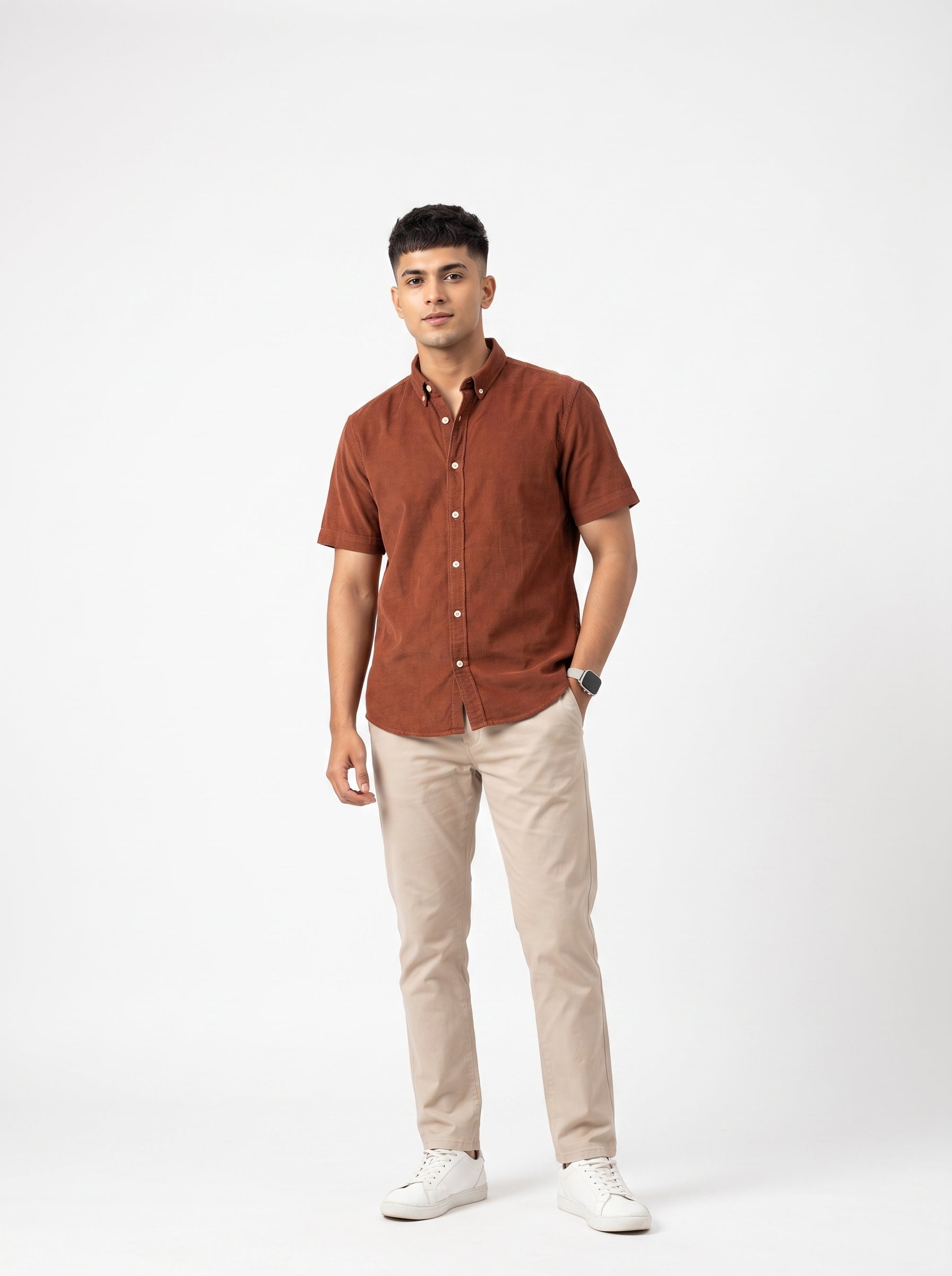 ZYLOFT Men's Premium Corduroy Half Sleeve Shirt | Casual Shirt