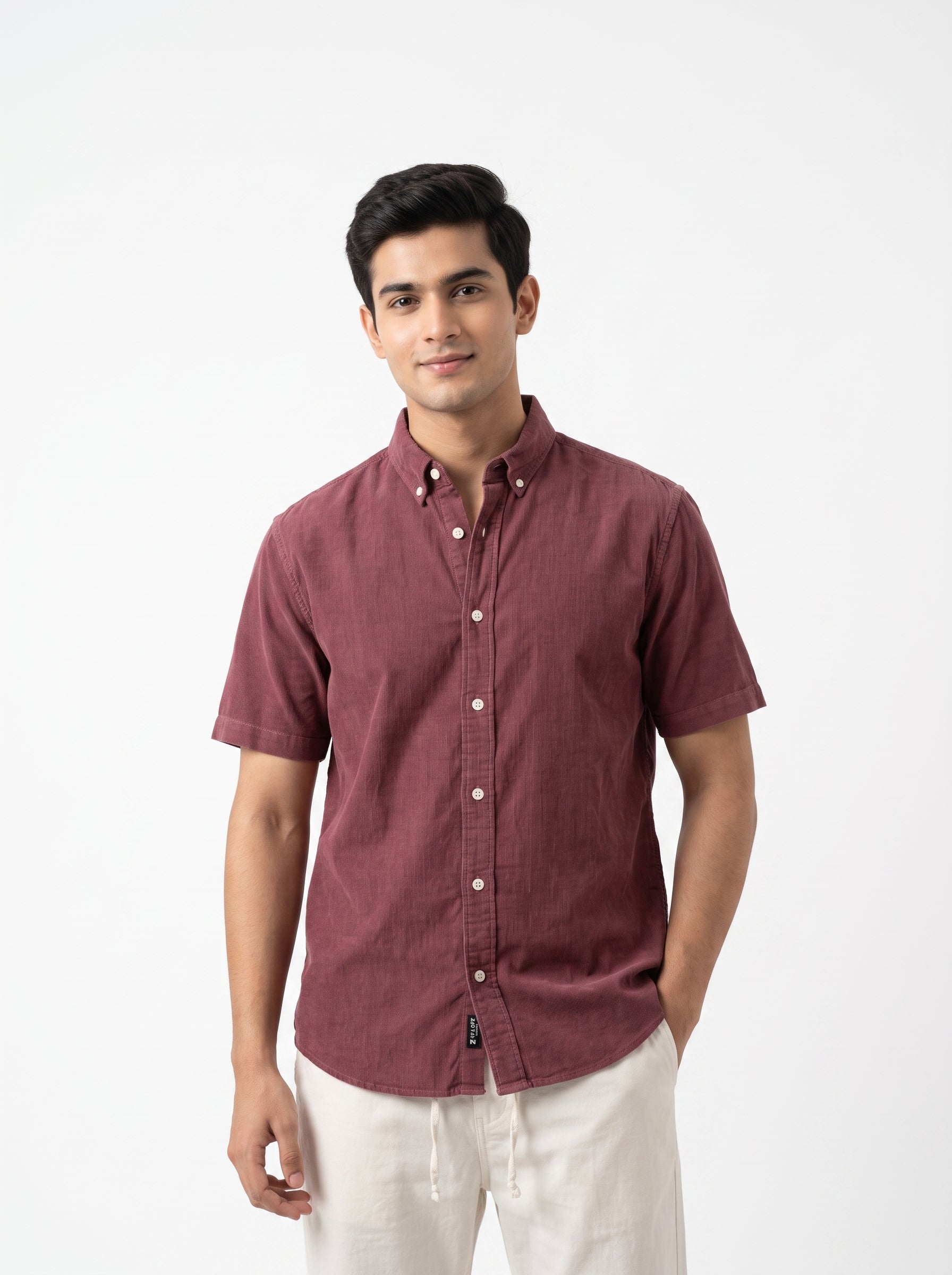ZYLOFT Men's Premium Corduroy Half Sleeve Shirt | Casual Shirt