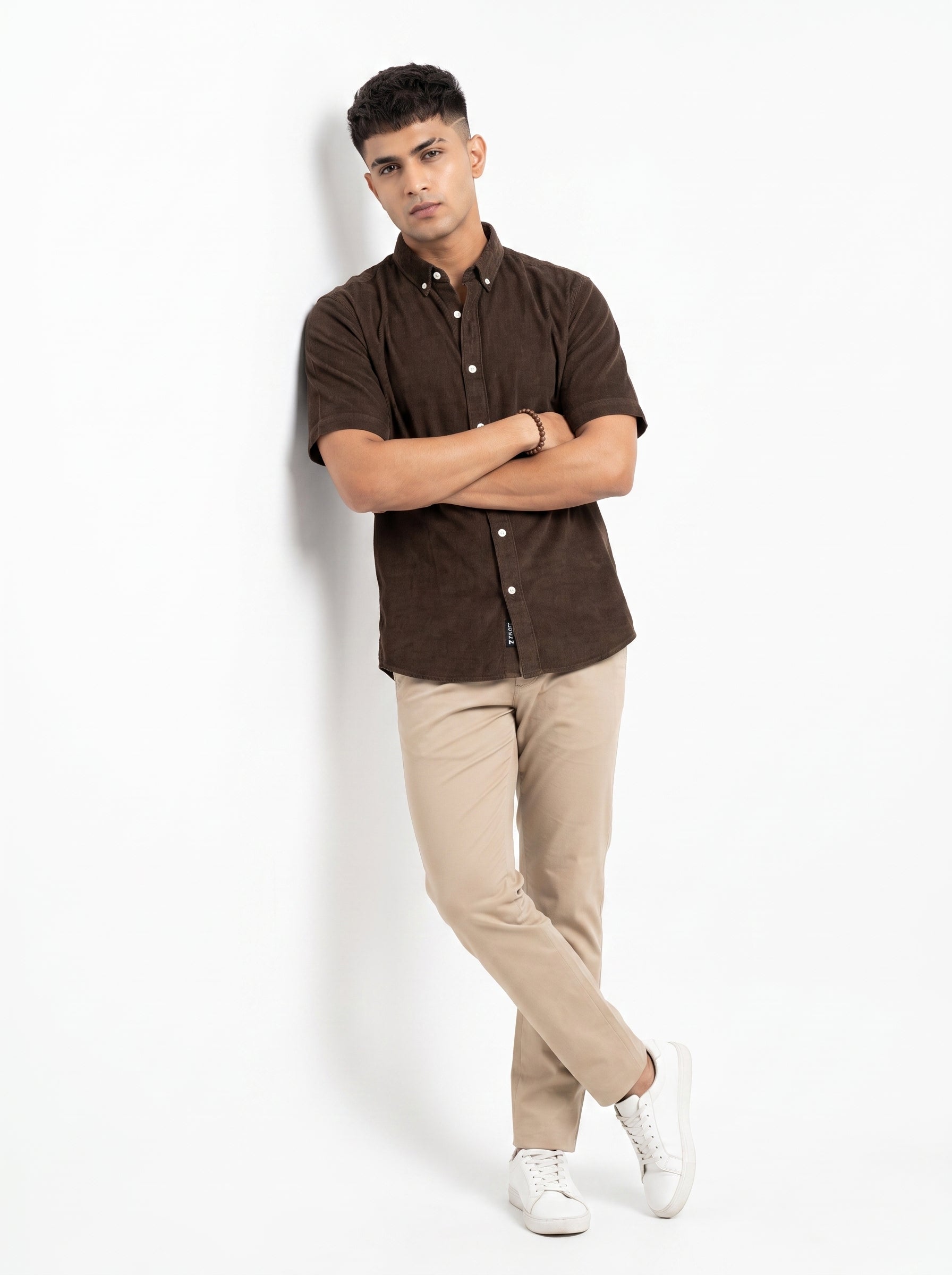 ZYLOFT Men's Premium Corduroy Half Sleeve Shirt | Casual Shirt