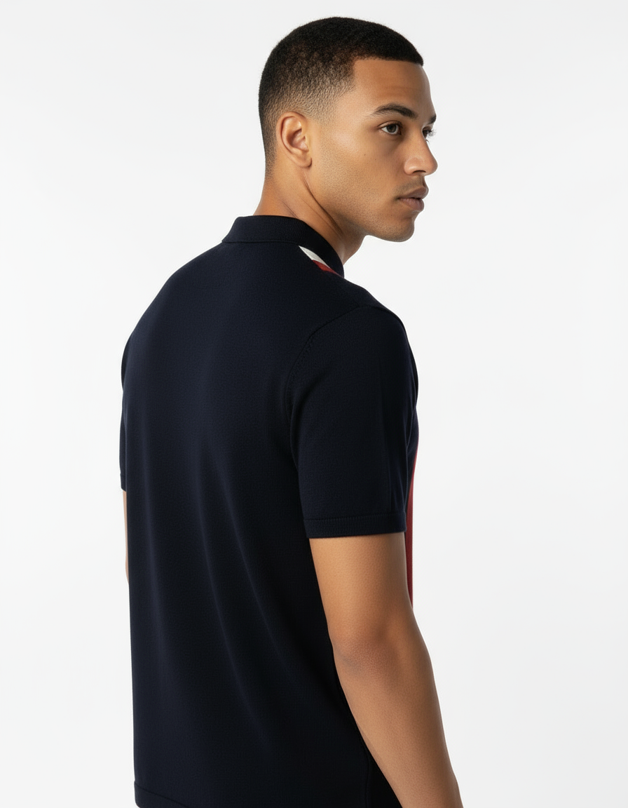 Men's Knit Polo Shirt | Retro Color Block