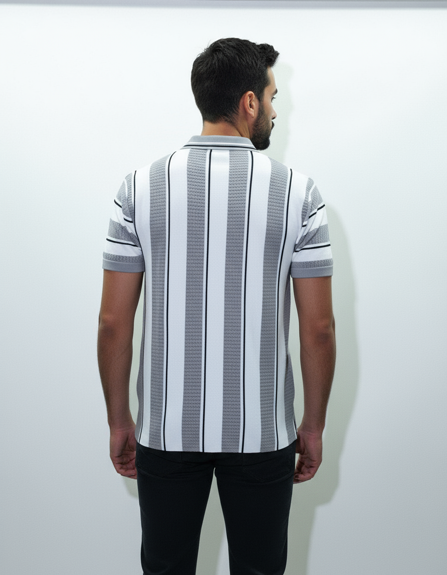 Men's Knit Polo T-Shirt - Vertical Stripe