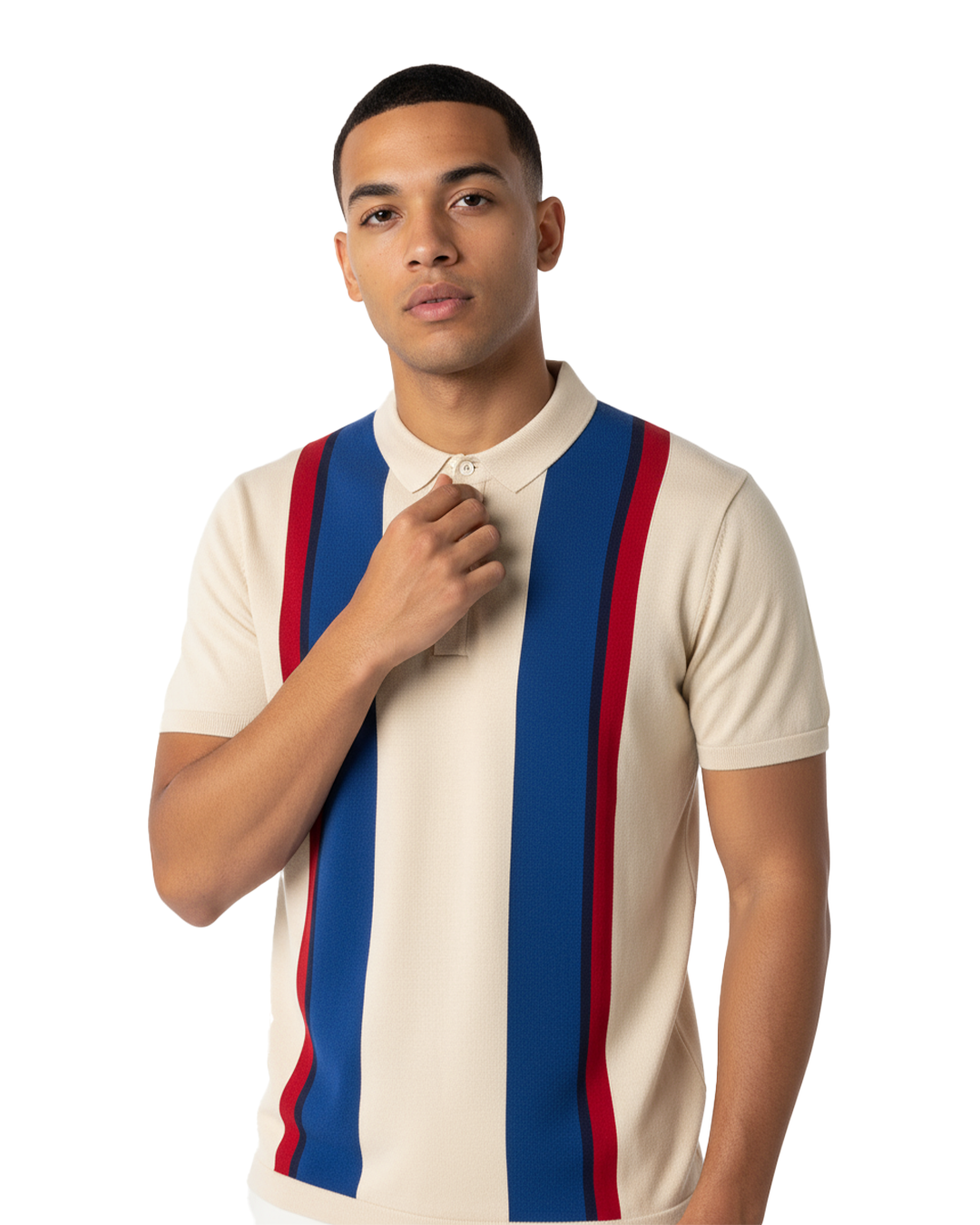 Men's Knit Polo Shirt | Retro Color Block