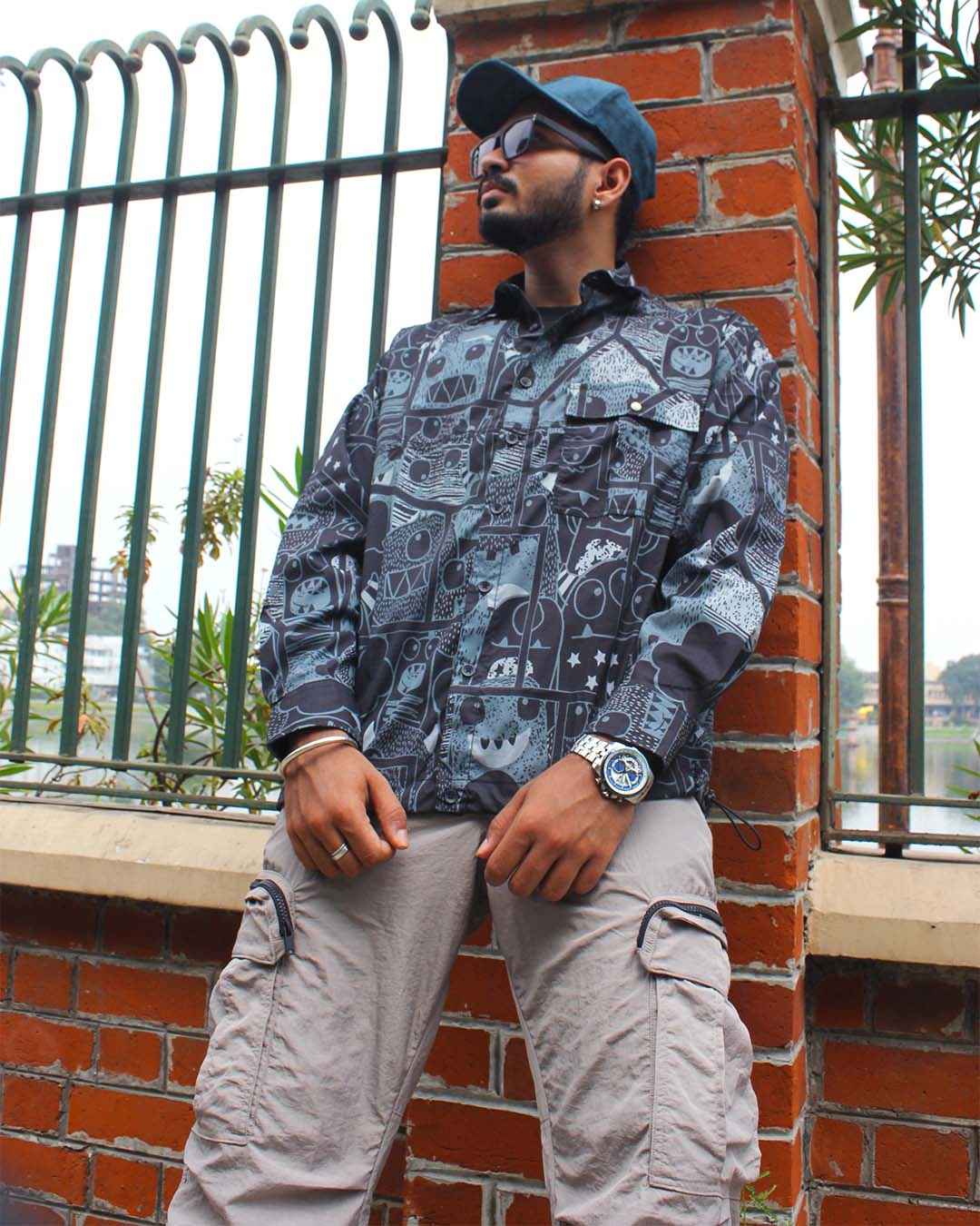 Men’s Graphic Doodle Print Shacket