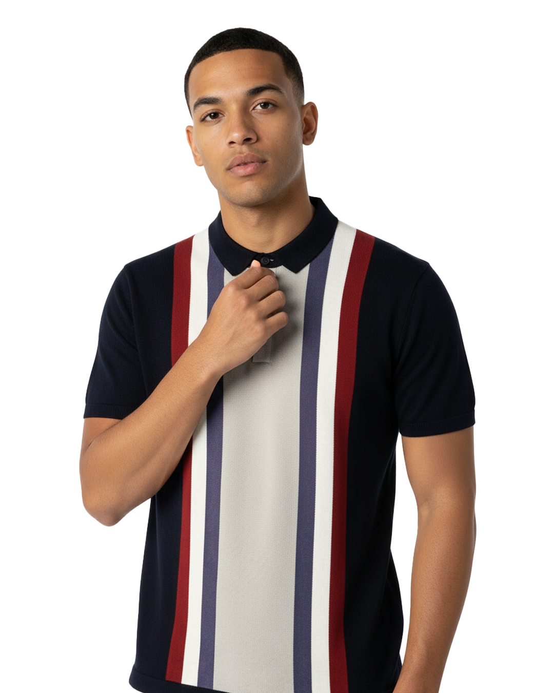 Men's Knit Polo Shirt | Retro Color Block