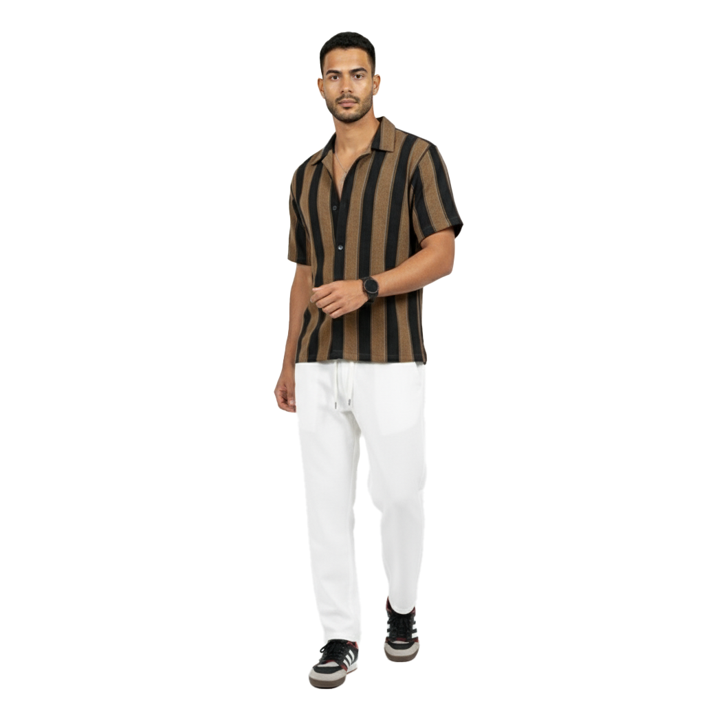 Zyloft Men Striped Button-Down Short Sleeve Shirt