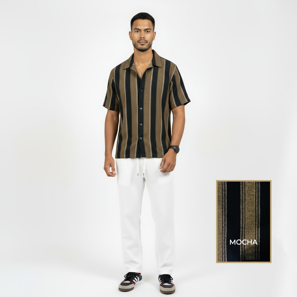 Zyloft Men Striped Button-Down Short Sleeve Shirt