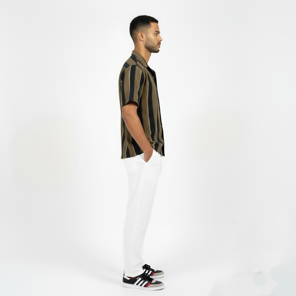 Zyloft Men Striped Button-Down Short Sleeve Shirt