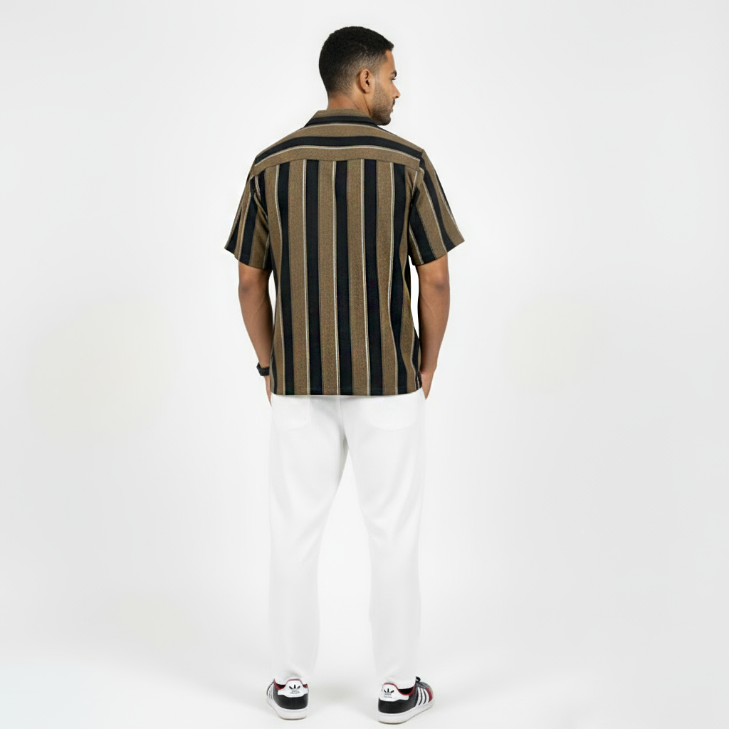 Zyloft Men Striped Button-Down Short Sleeve Shirt