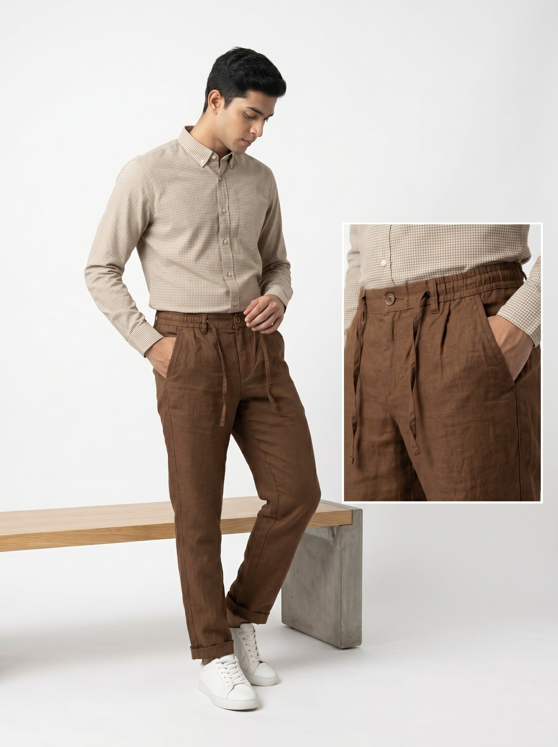 Zyloft Premium Men's Linen Cotton Blend Pants | Breathable Summer Trousers