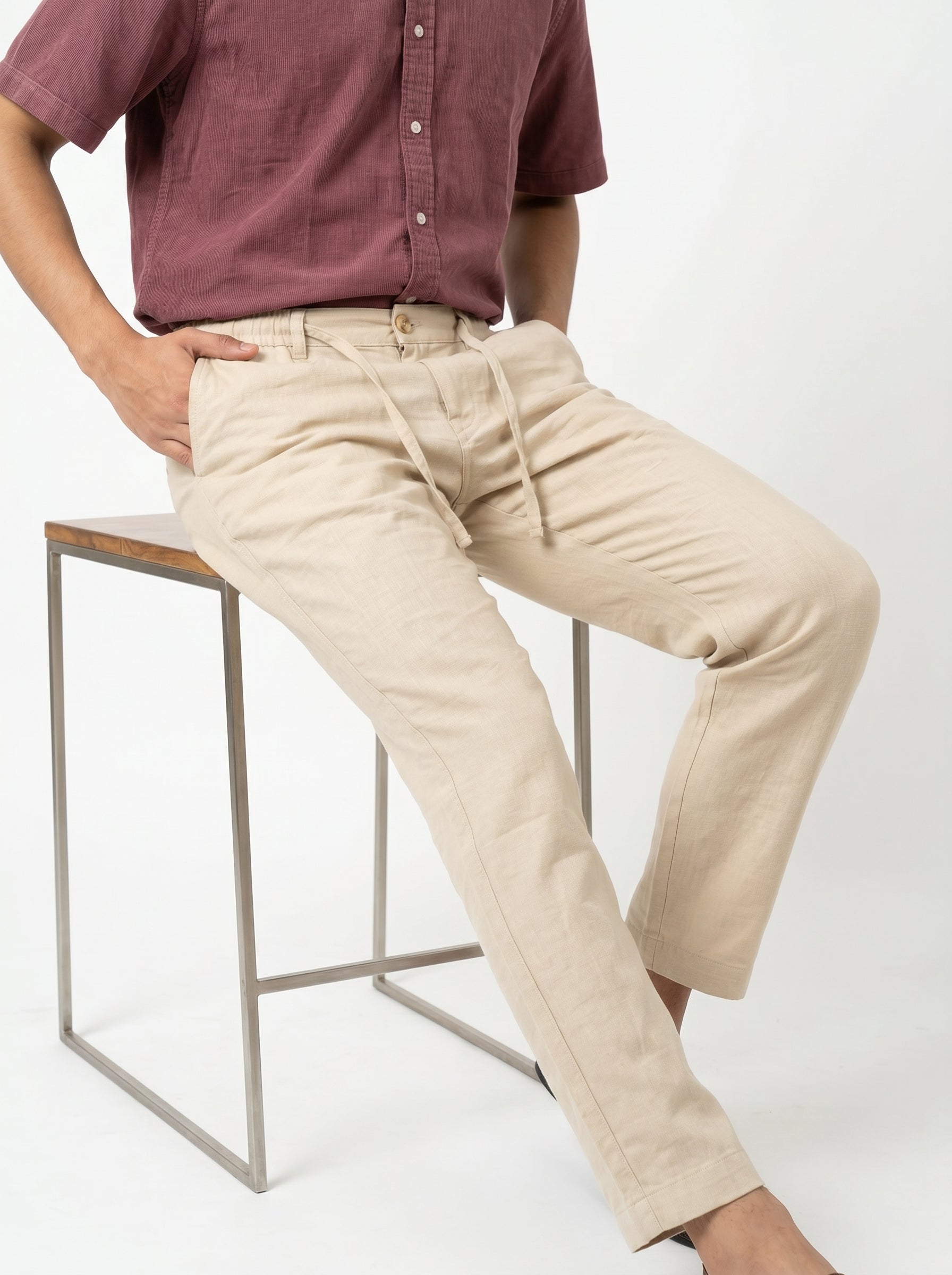 Zyloft Premium Men's Linen Cotton Blend Pants | Breathable Summer Trousers