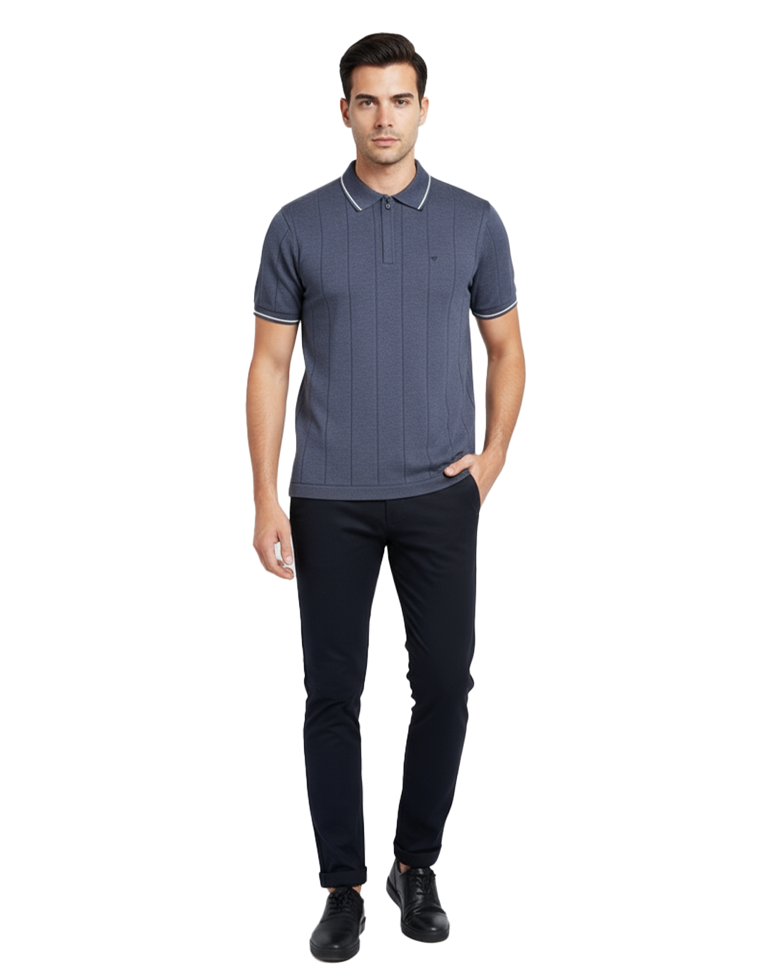 Zyloft Men's Slim Fit Striped Knitted Polo T-Shirt |