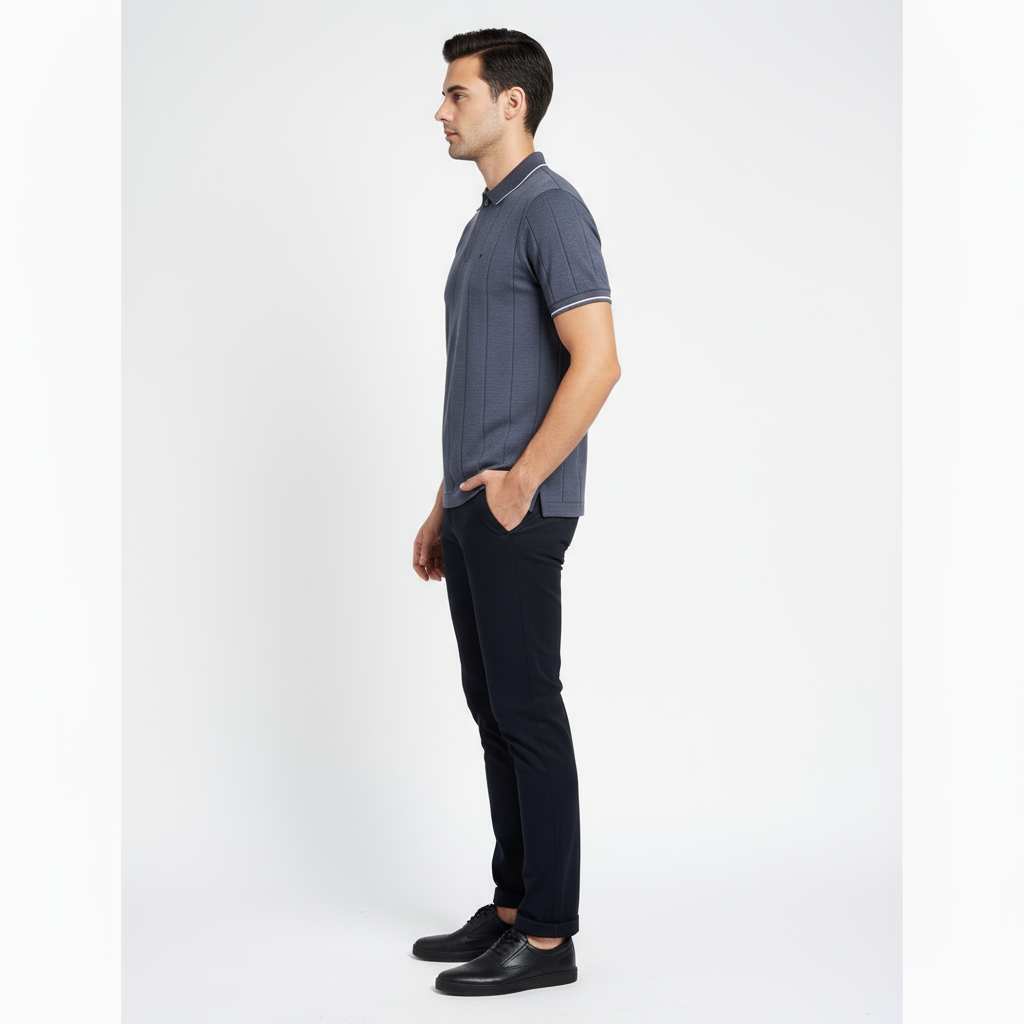 Zyloft Men's Slim Fit Striped Knitted Polo T-Shirt |