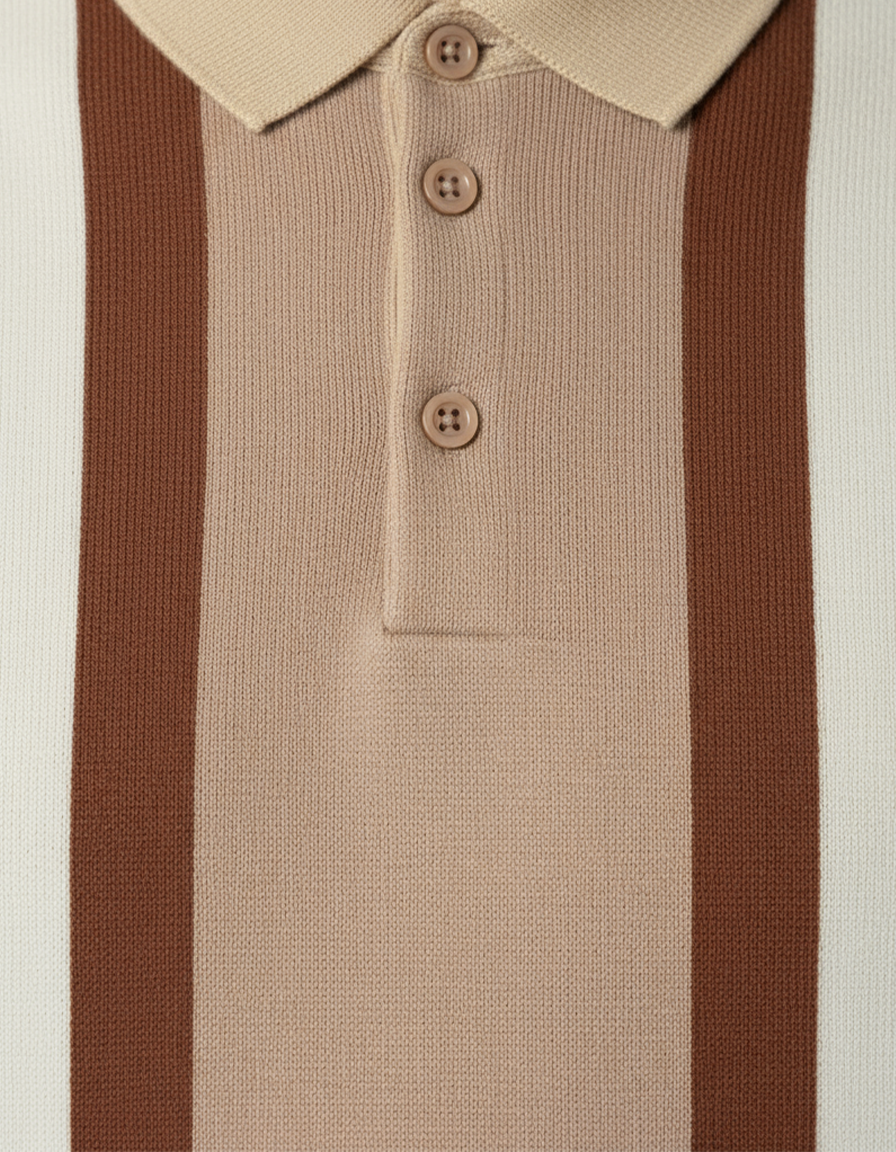 Men's Knit Polo Shirt | Retro Color Block
