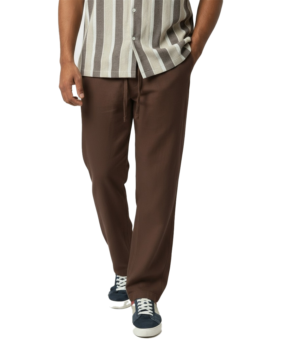 Men's Cotton Linen Casual Pants with Drawstring Waist