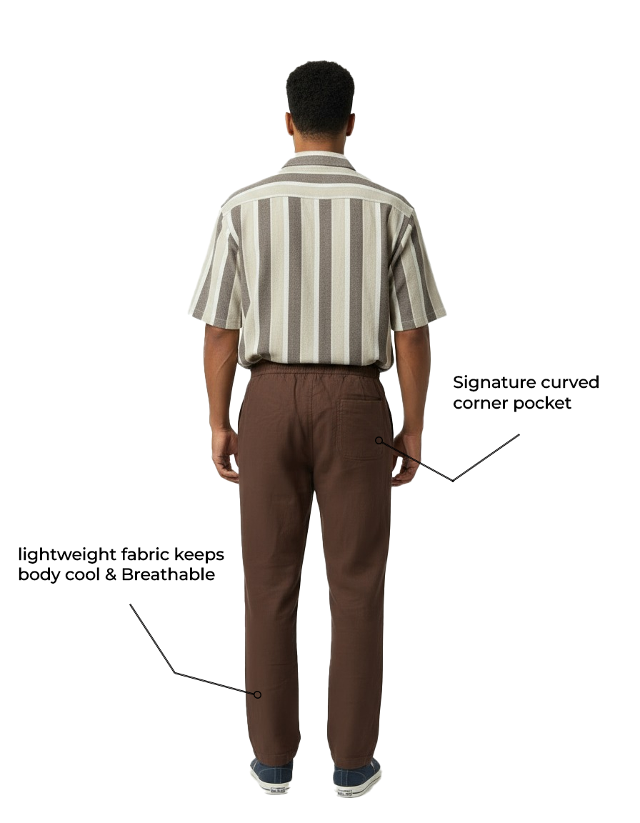 Men's Cotton Linen Casual Pants with Drawstring Waist