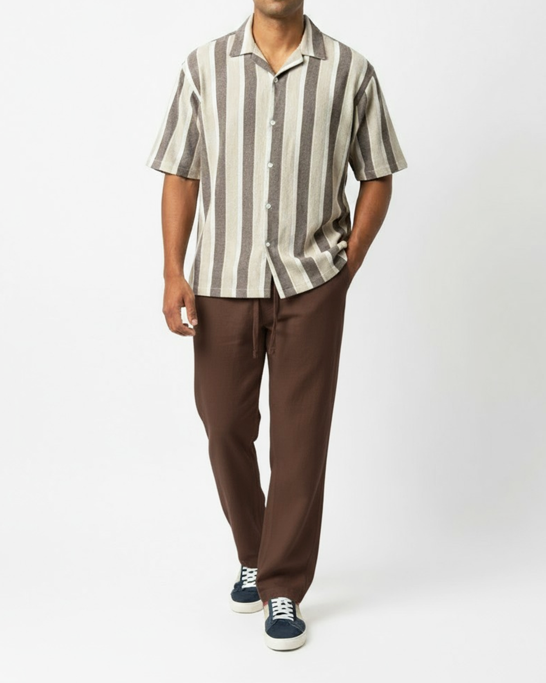 Men's Cotton Linen Casual Pants with Drawstring Waist