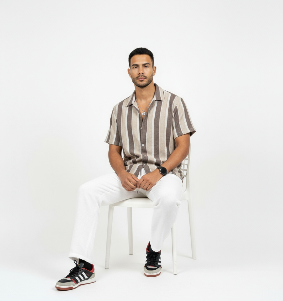 Zyloft Men Striped Button-Down Short Sleeve Shirt