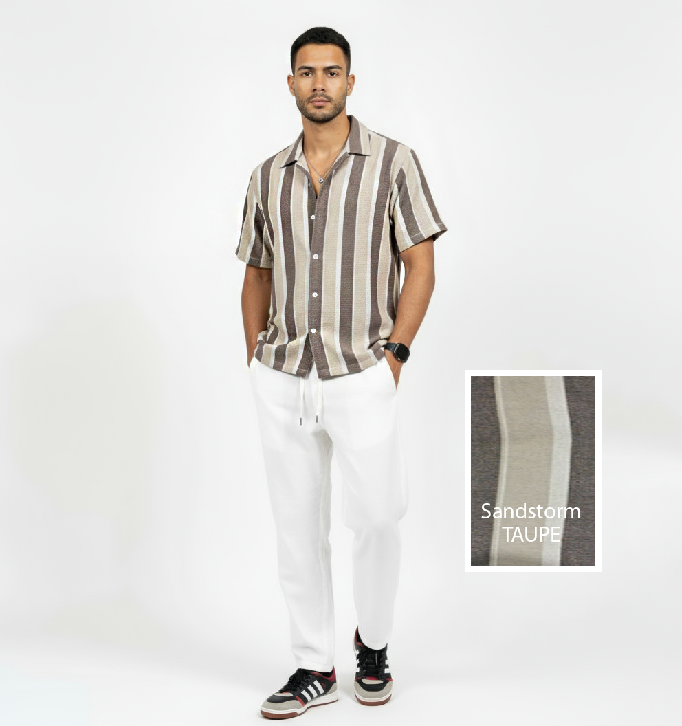 Zyloft Men Striped Button-Down Short Sleeve Shirt