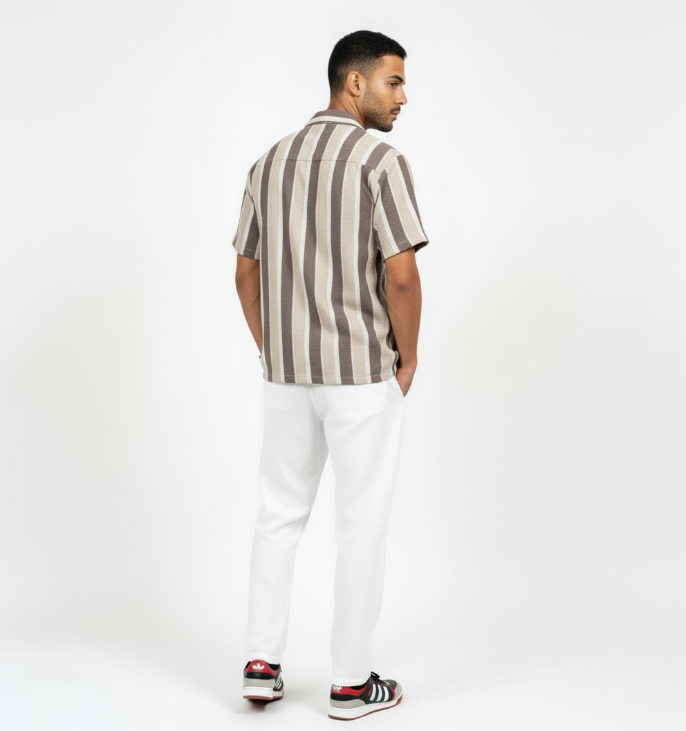 Zyloft Men Striped Button-Down Short Sleeve Shirt