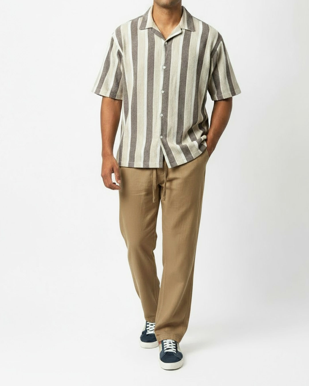 Men's Cotton Linen Casual Pants with Drawstring Waist