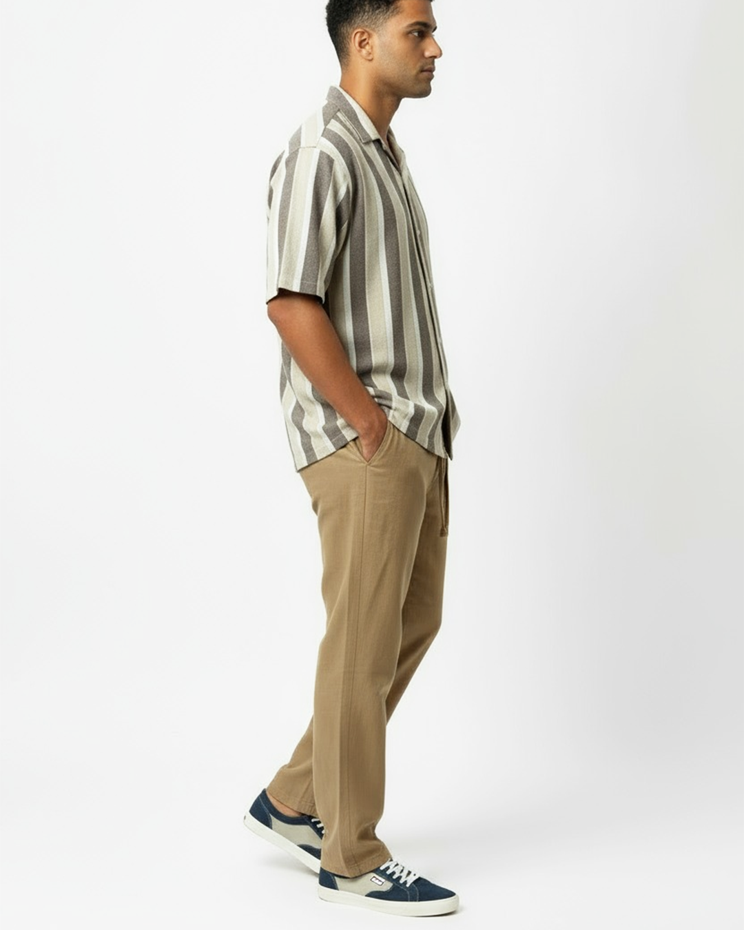 Men's Cotton Linen Casual Pants with Drawstring Waist
