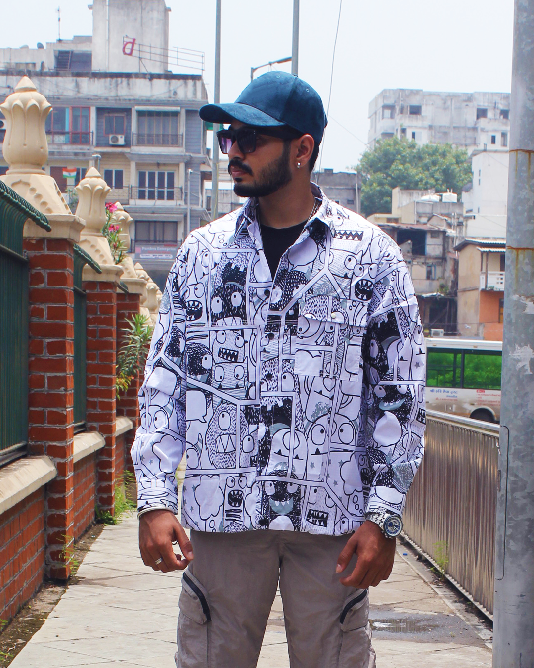 Men’s Graphic Doodle Print Shacket