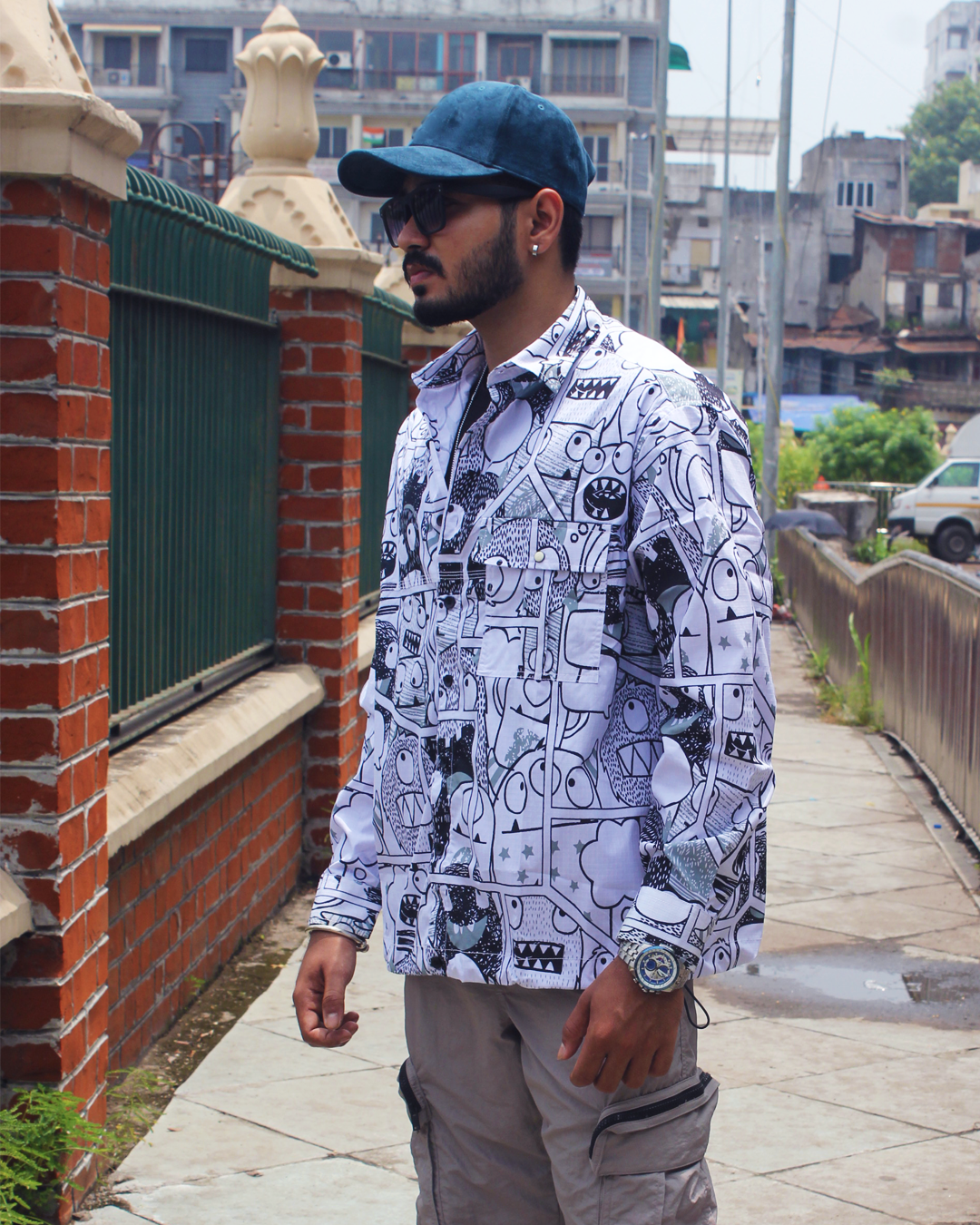 Men’s Graphic Doodle Print Shacket