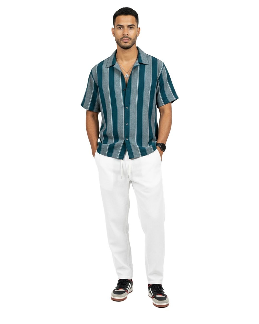 Zyloft Men Striped Button-Down Short Sleeve Shirt