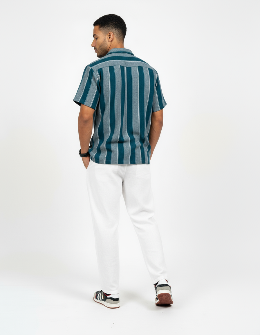 Zyloft Men Striped Button-Down Short Sleeve Shirt
