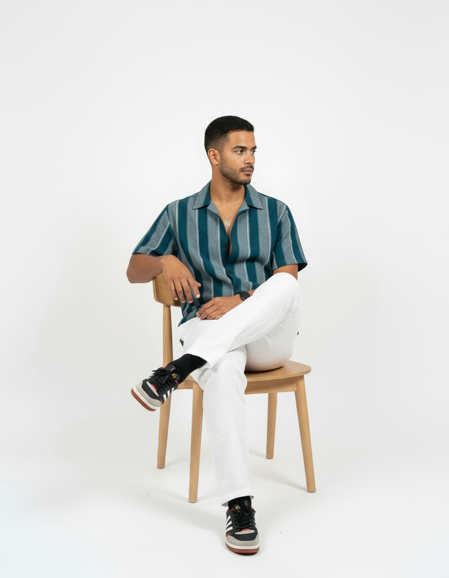 Zyloft Men Striped Button-Down Short Sleeve Shirt